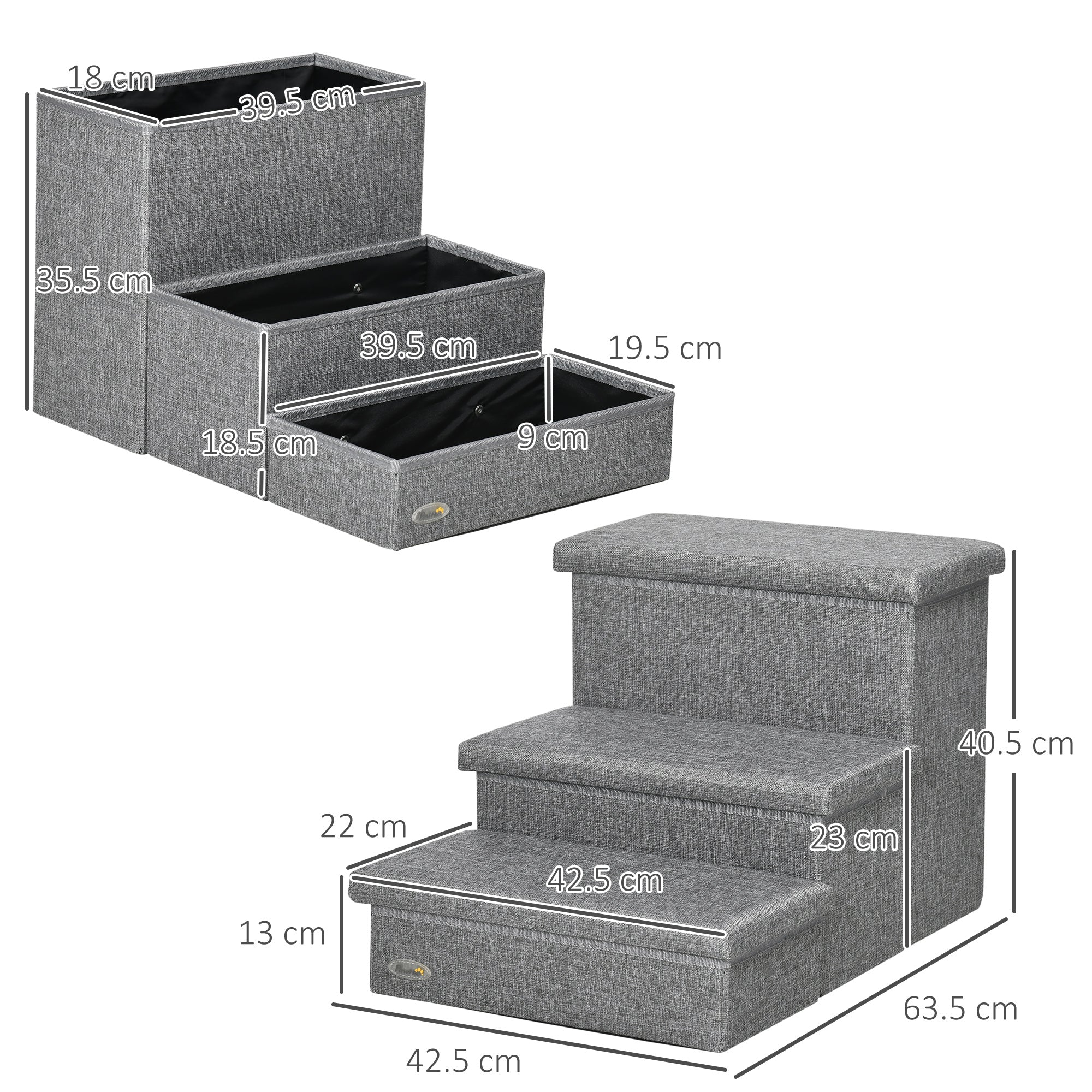 PawHut Cat Stairs with Storage Boxes - Image 2