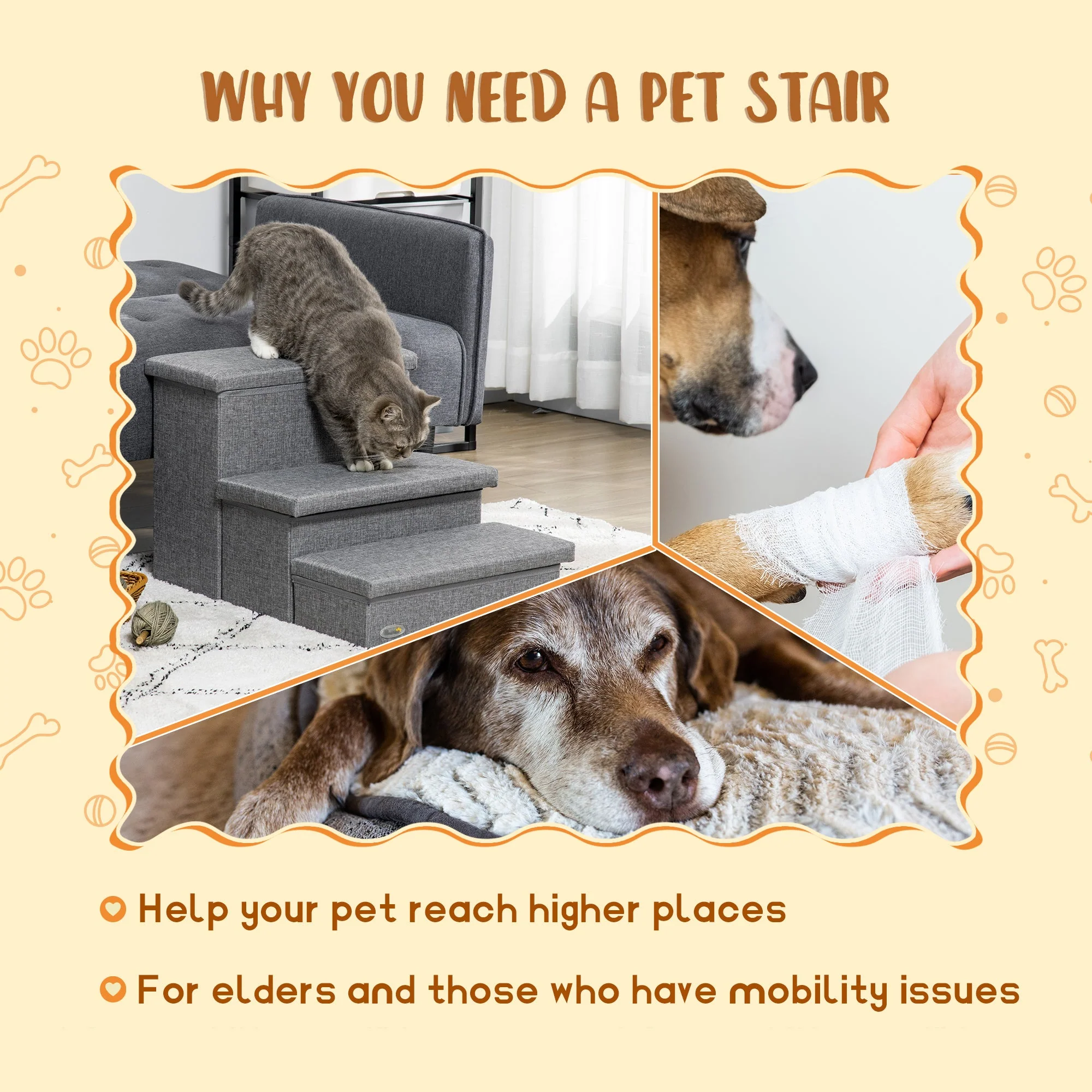 PawHut Cat Stairs with Storage Boxes - Image 3