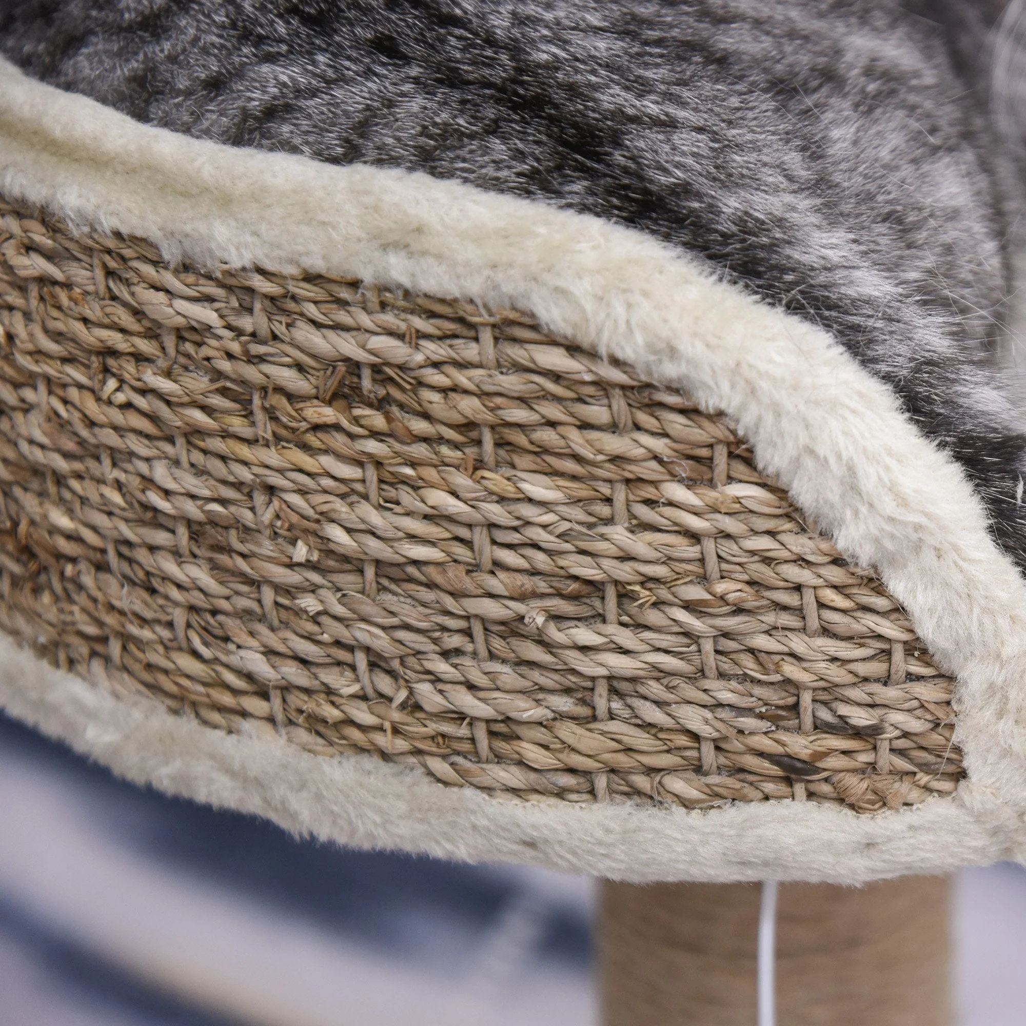 PawHut Cat Tree for Indoor Cats Kitten Tower Activity Center Climbing Stand Furniture with Scratching Posts Dangling Ball Perch Beige - Image 8