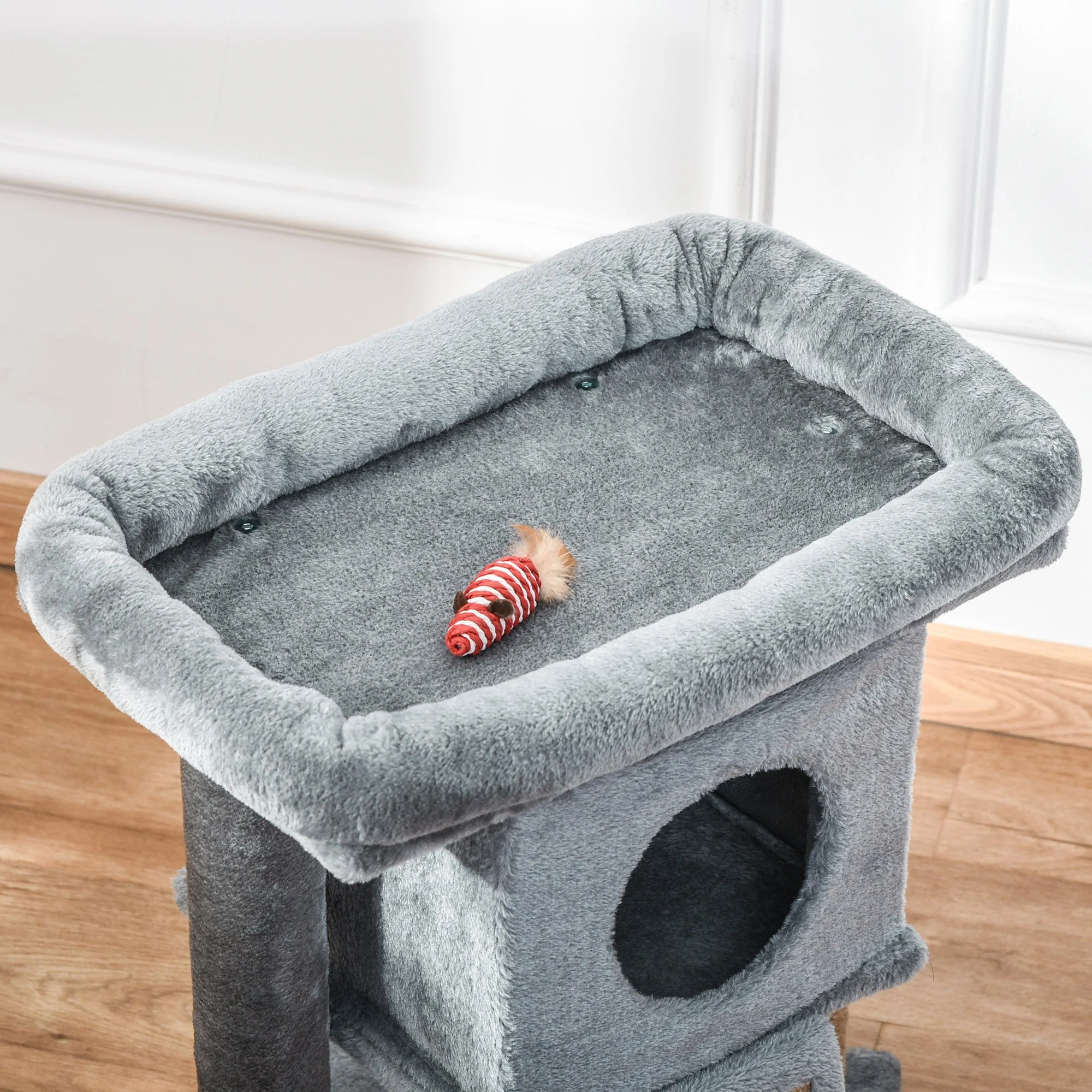 PawHut Cat Tree for Indoor Cats Kitten Tower Climbing Activity Centre Furniture w/ Jute Scratching Pad - Image 7