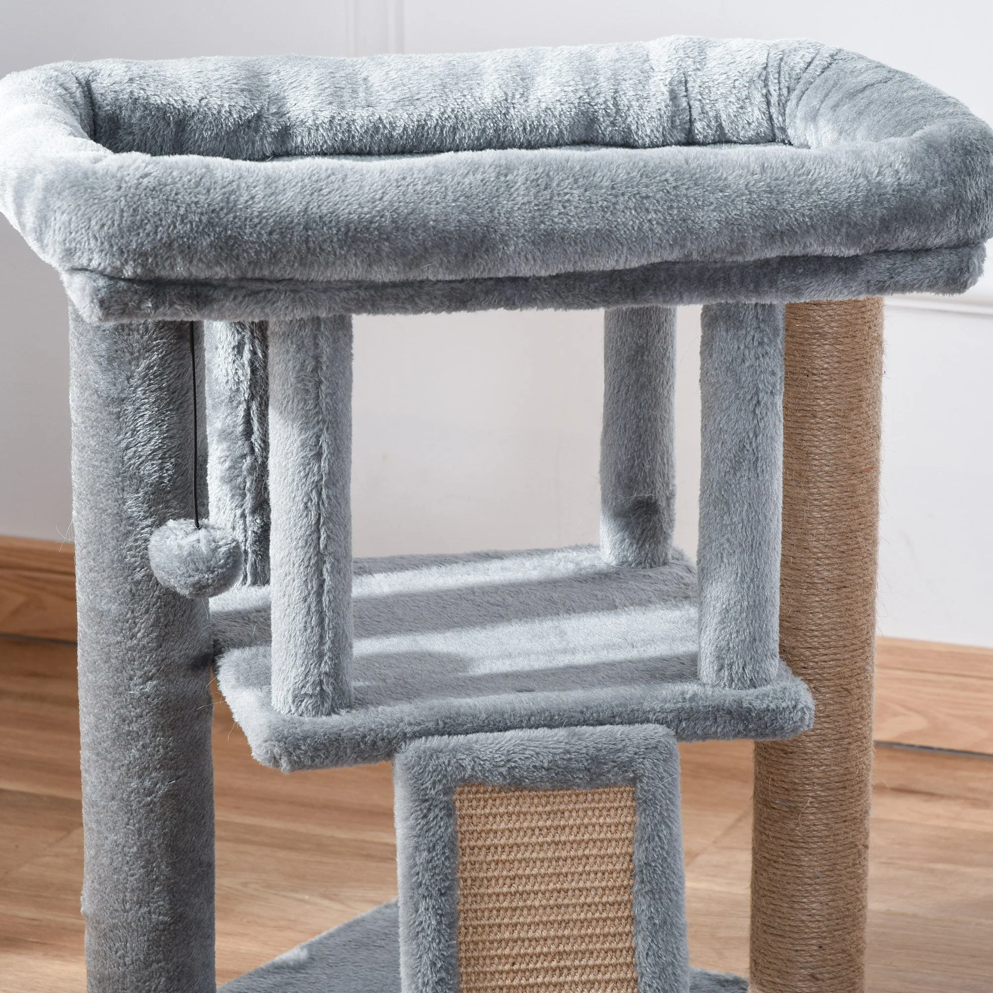 PawHut Cat Tree for Indoor Cats Kitten Tower Climbing Activity Centre Furniture w/ Jute Scratching Pad - Image 8