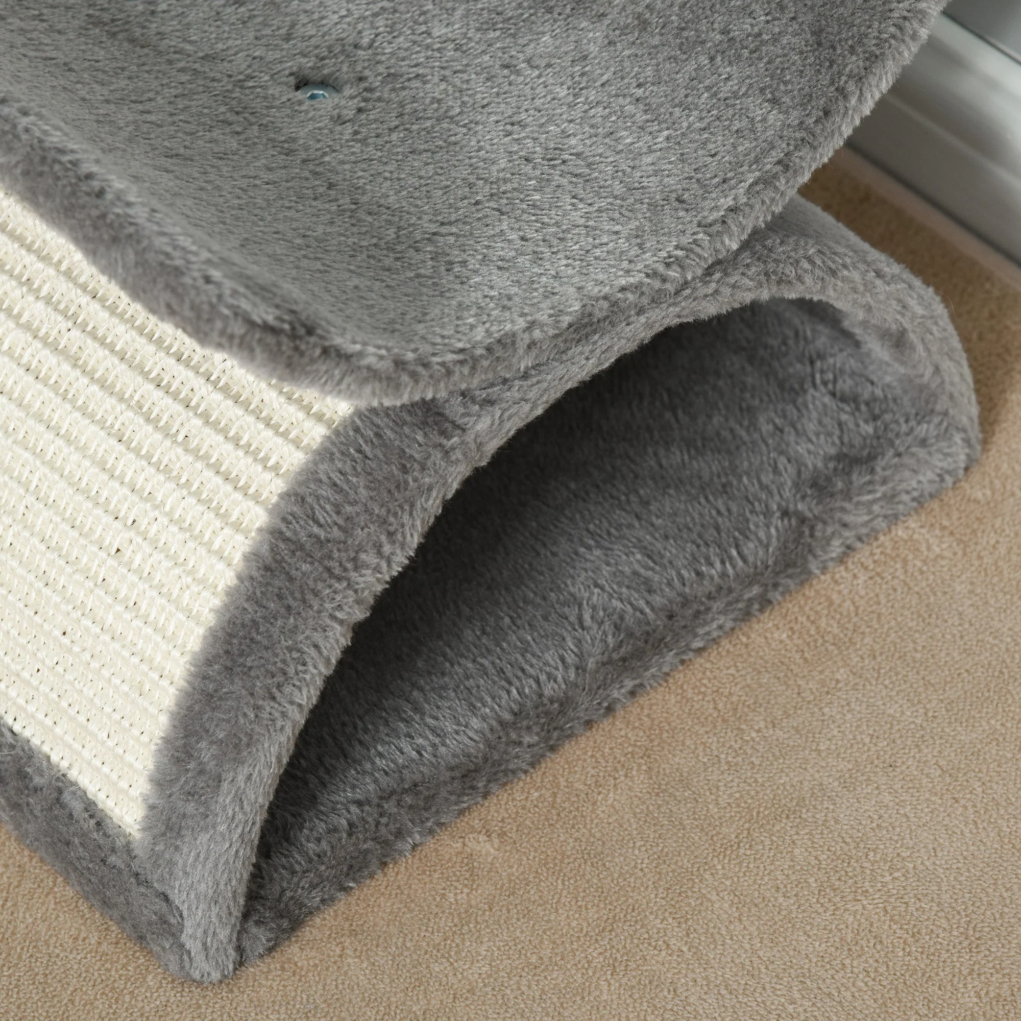 PawHut Cat Tree for Indoor Cats Scratching Post Kitten Scratcher Kitty Activity Play Center Sisal Rotatable Top Bar Tunnel Dangling Ball Light Grey - Image 9