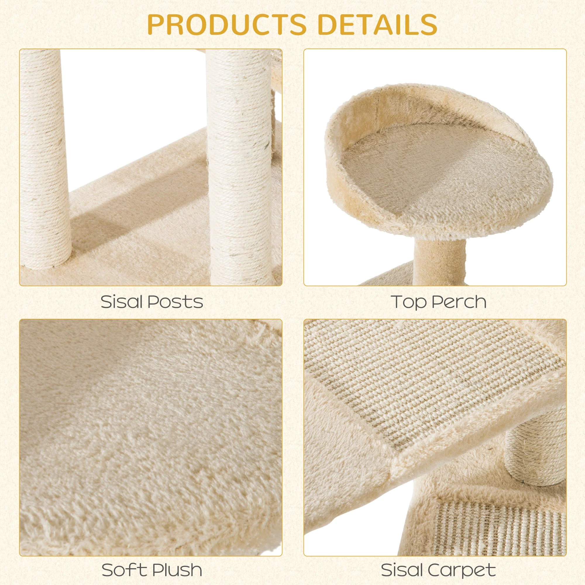 PawHut Cat Tree for Indoor Cats with Scratching Posts - Image 6