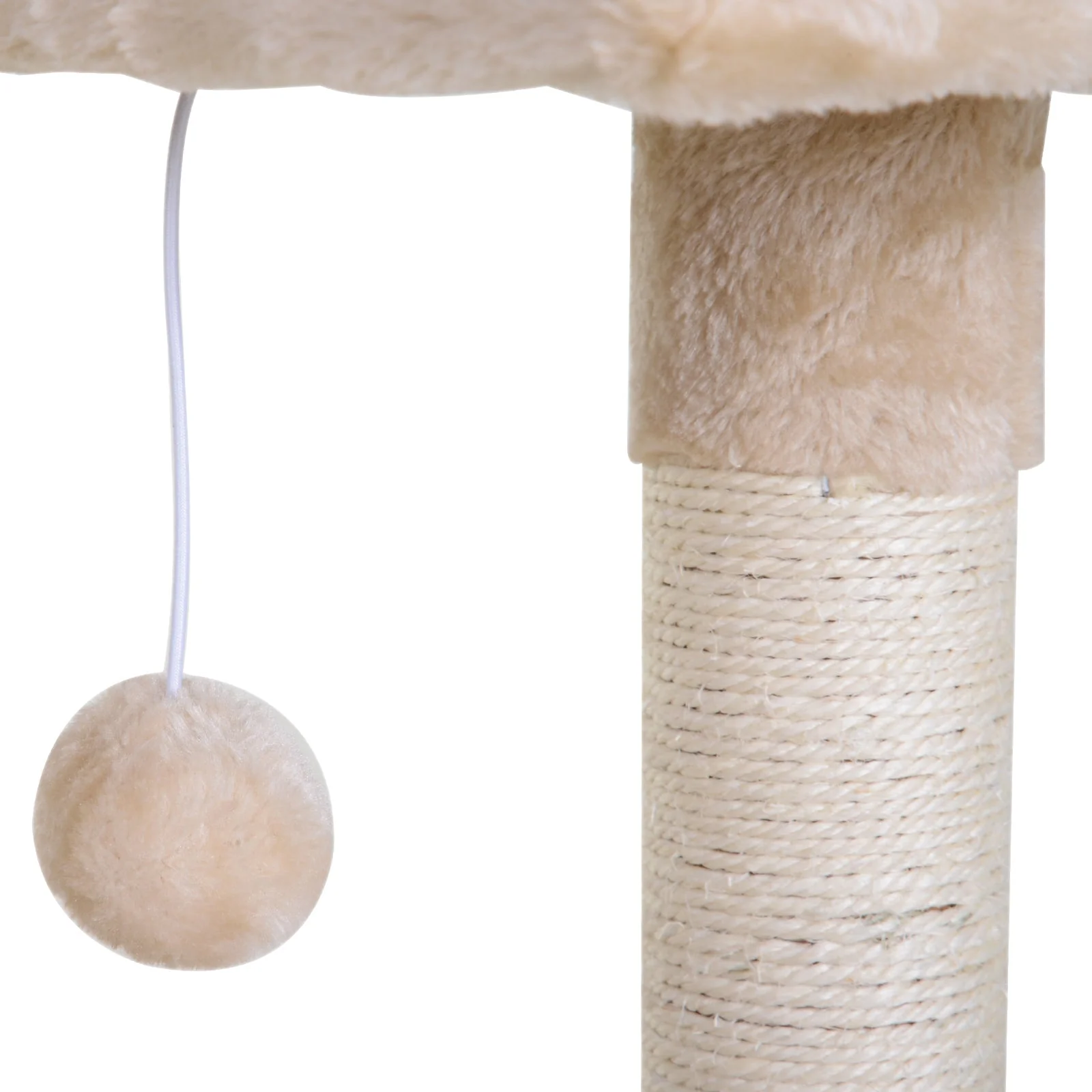 PawHut Cat Tree Hammock Bed Natural Sisal Scratching Post w/ Dangle Toy 2 Tier 70cm Pet Scratch Stand - Image 7