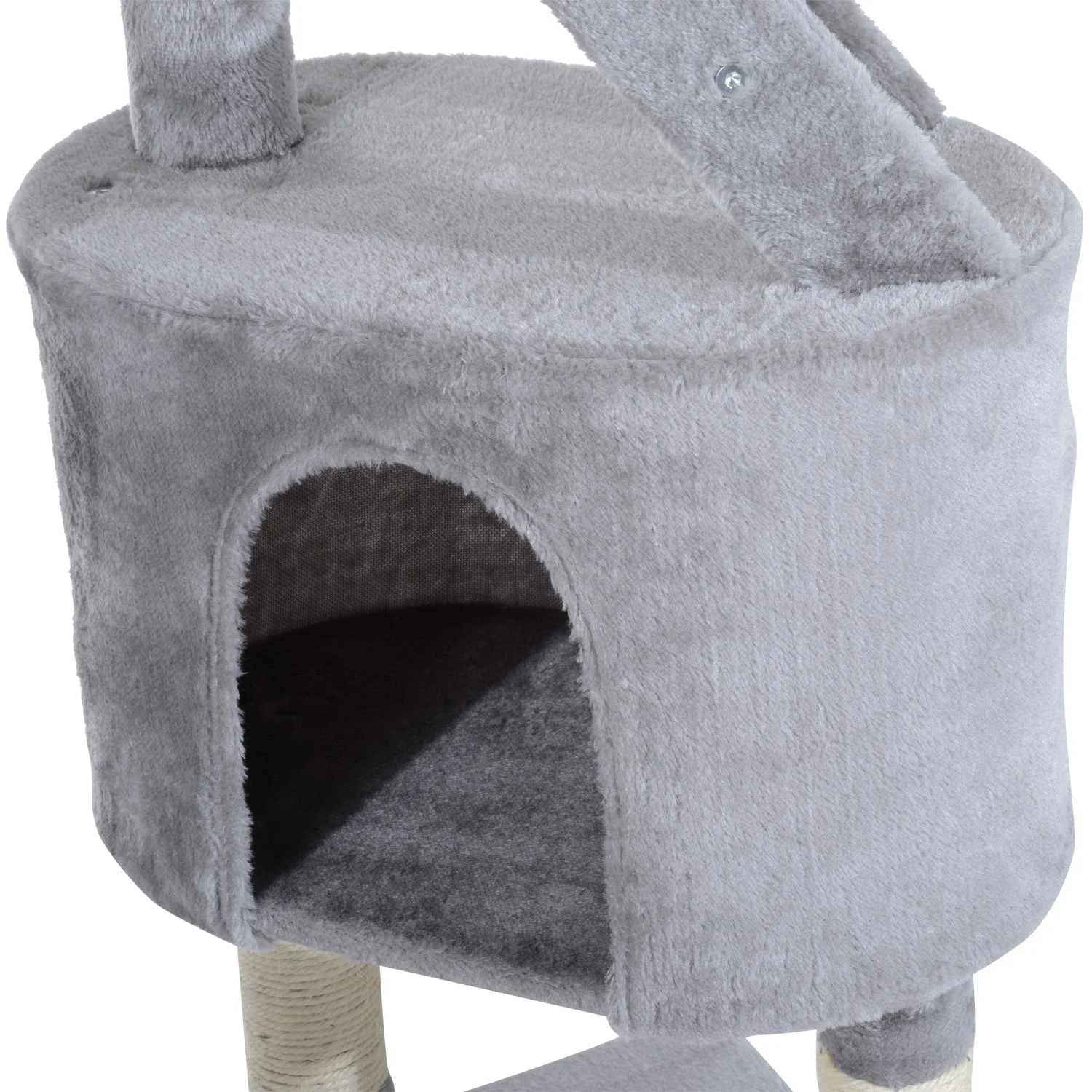 PawHut Cat Tree Kitten Scratching Post Activity Center Play House Pet Furniture 125cm Grey - Image 8