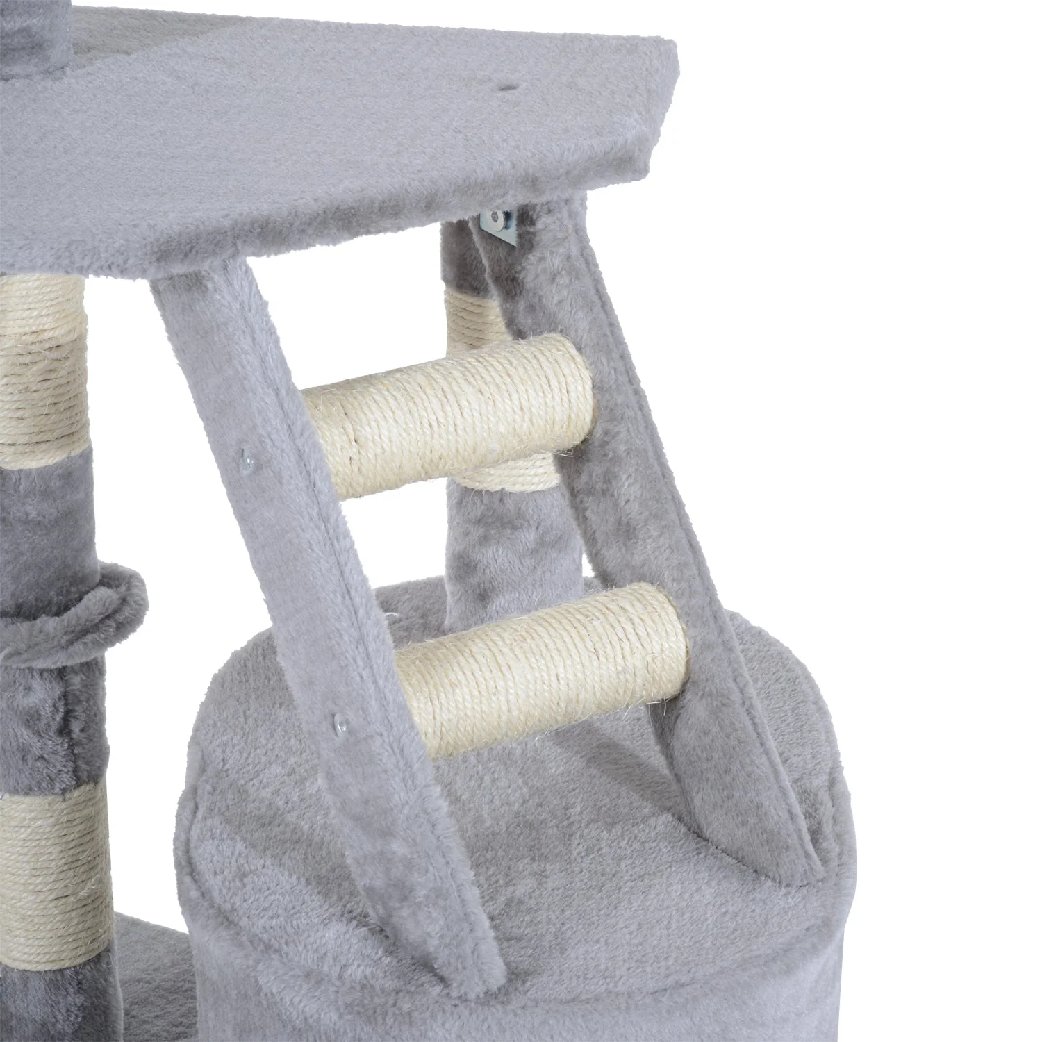 PawHut Cat Tree Kitten Scratching Post Activity Center Play House Pet Furniture 125cm Grey - Image 9