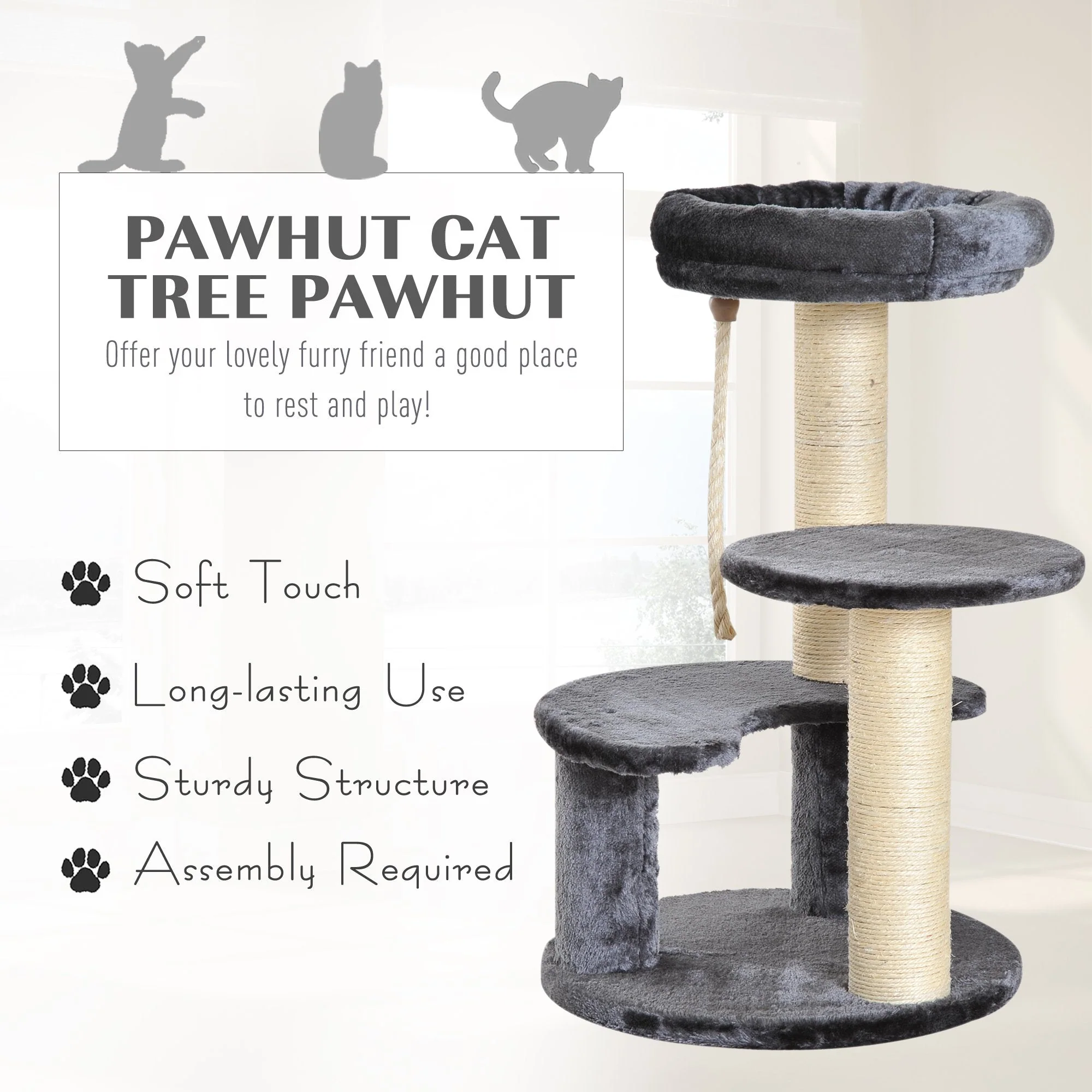 PawHut Cat Tree Kitty Scratcher Kitten Activity Center - Image 4