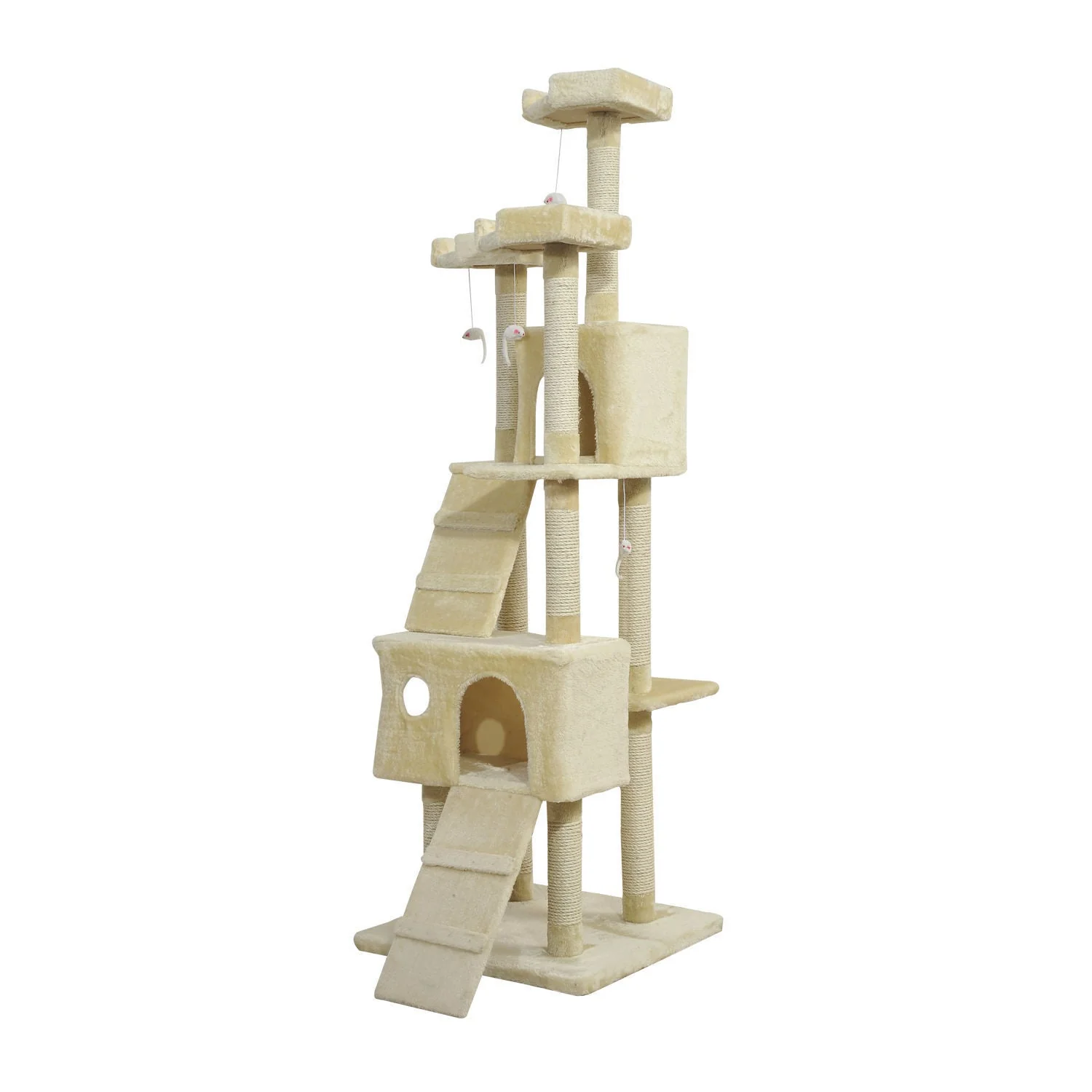PawHut Cat Tree Scratching Post 27L27W28.5H cm-Beige - Image 3