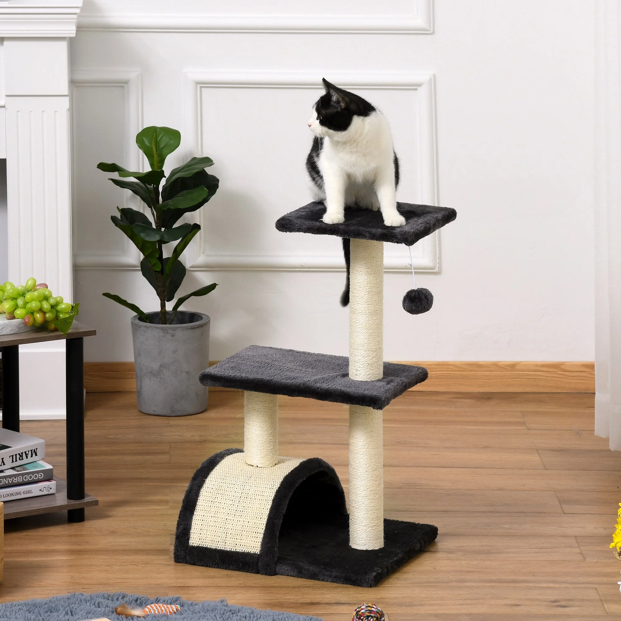 PawHut Cat tree Tower 72cm Climbing Activity Centre Kitten-Grey - Image 4