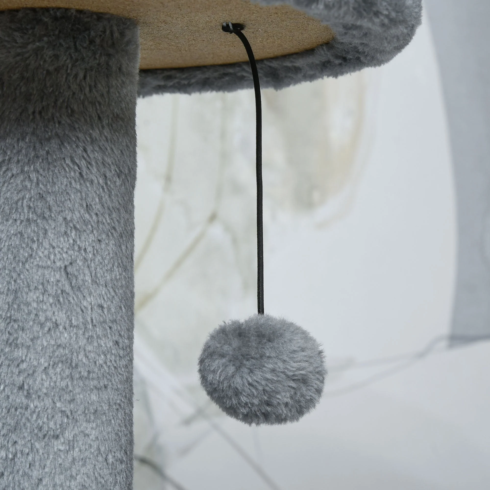 PawHut Cat Tree Tower Activity Center with Hanging Ball Toy Teasing Rope Dark grey - Image 8