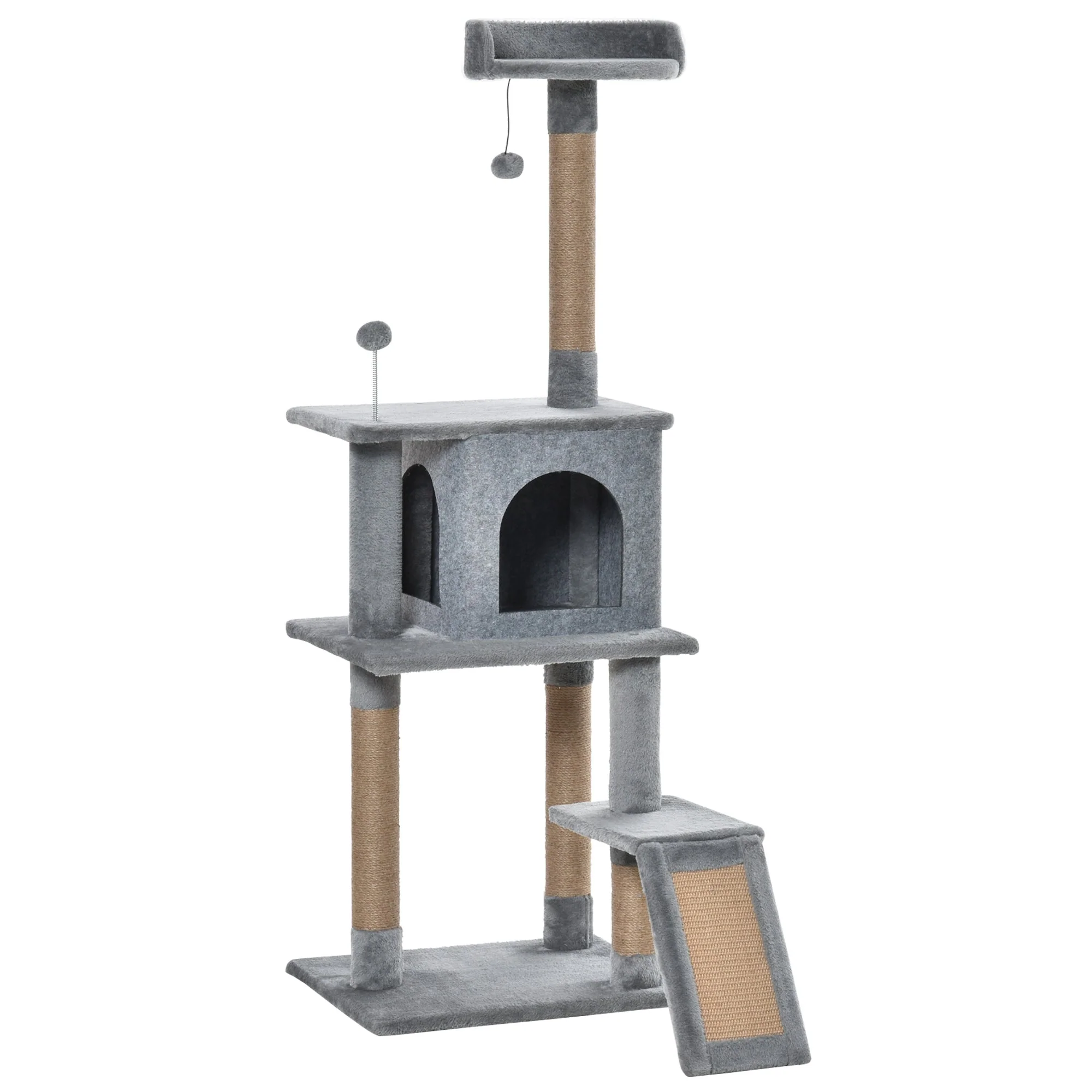PawHut Cat Tree Tower Climbing Kitten Activity Center with Jute Scratching Post - Image 2