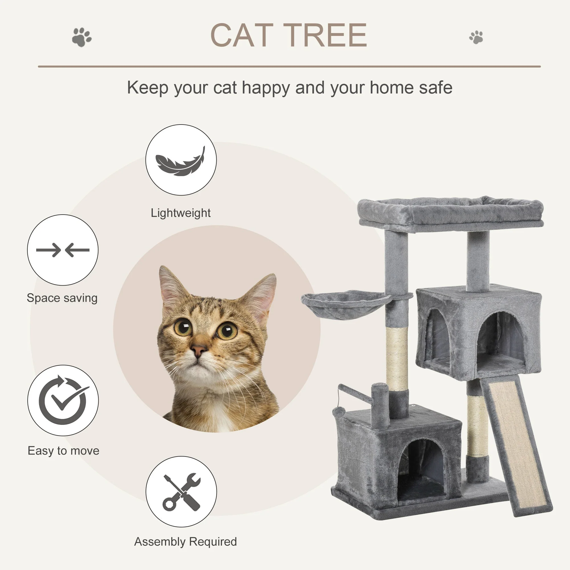 PawHut Cat Tree Tower for Indoor Cats - Image 5