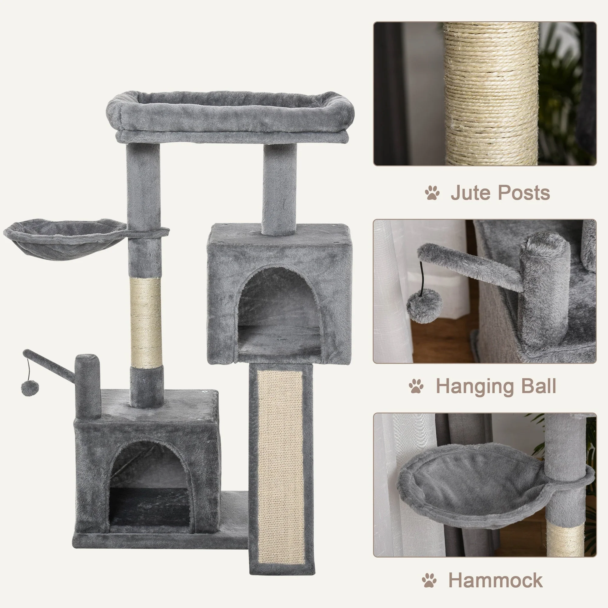 PawHut Cat Tree Tower for Indoor Cats - Image 6
