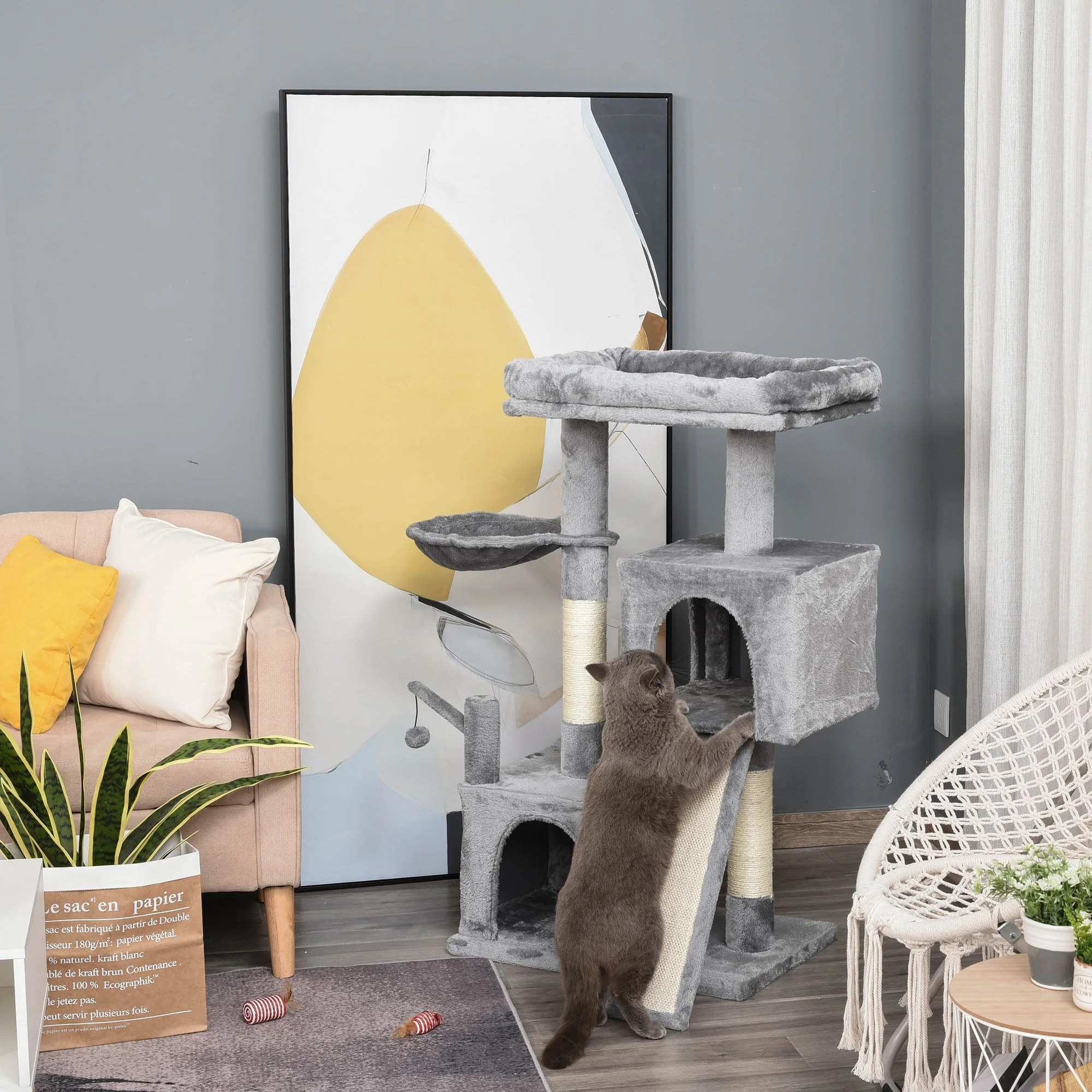 PawHut Cat Tree Tower for Indoor Cats - Image 9