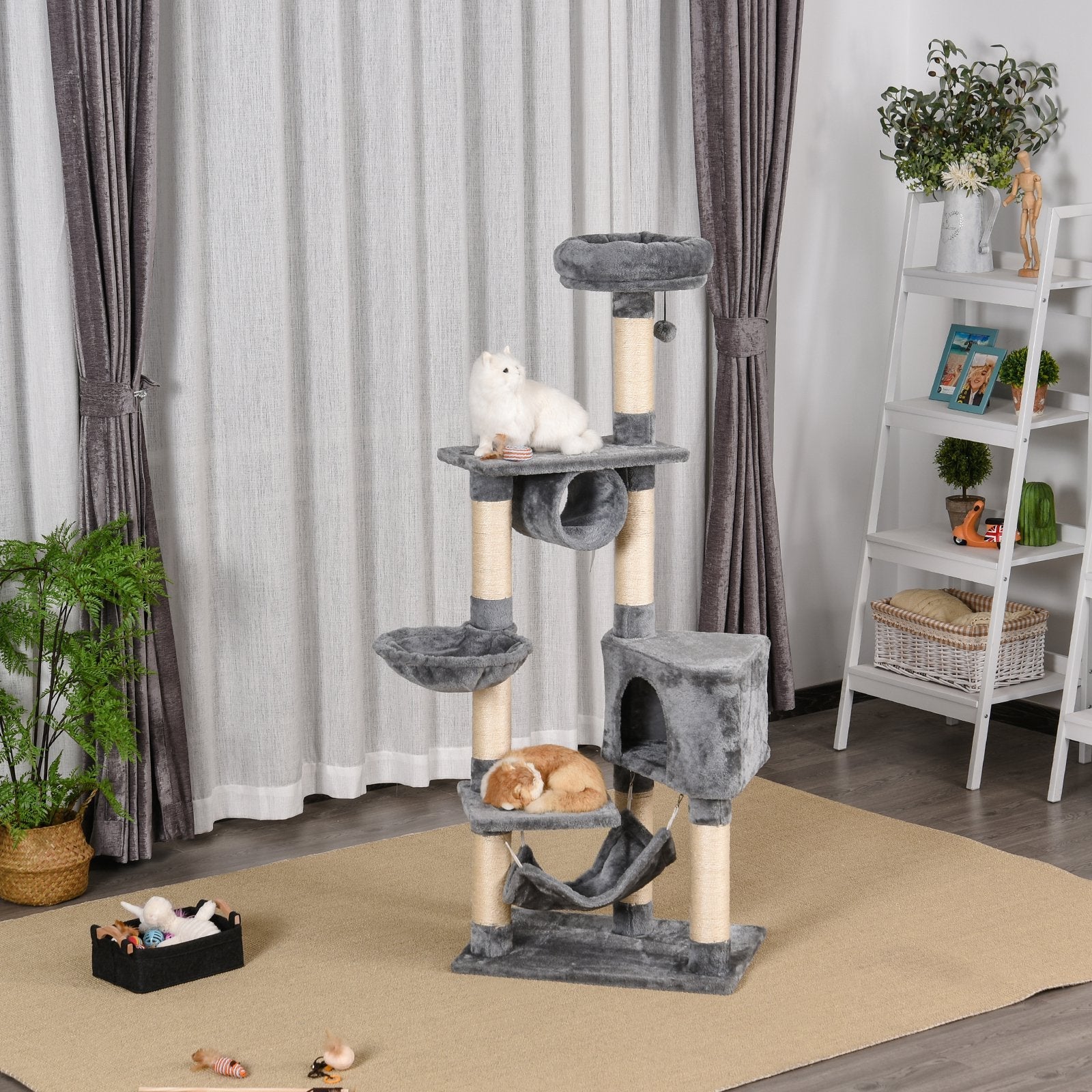 PawHut Cat Tree Tower Height 150CM Kittens Activity Stand House Scratching Posts - Image 9