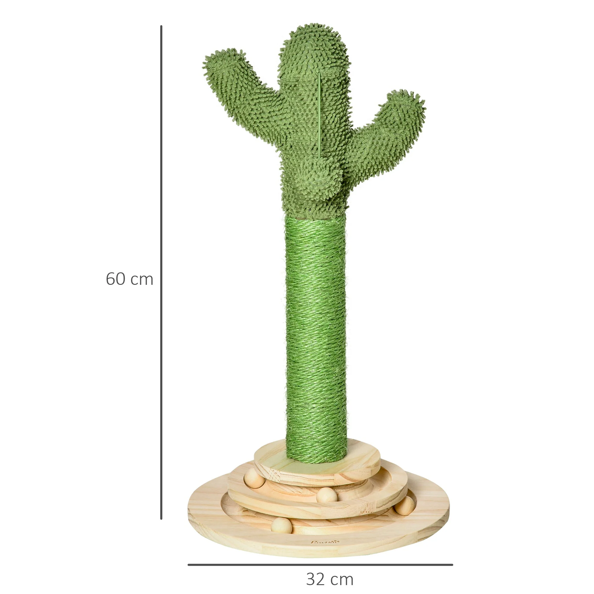 PawHut Cat Tree Tower with Sisal Scratching Post Hanging Ball Funny Cat Ball Platform - Image 4