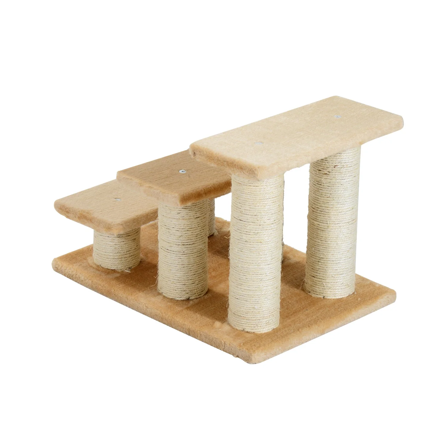PawHut Cats 3-Tier Particle Board Stair Scratch Tree Beige - Image 3