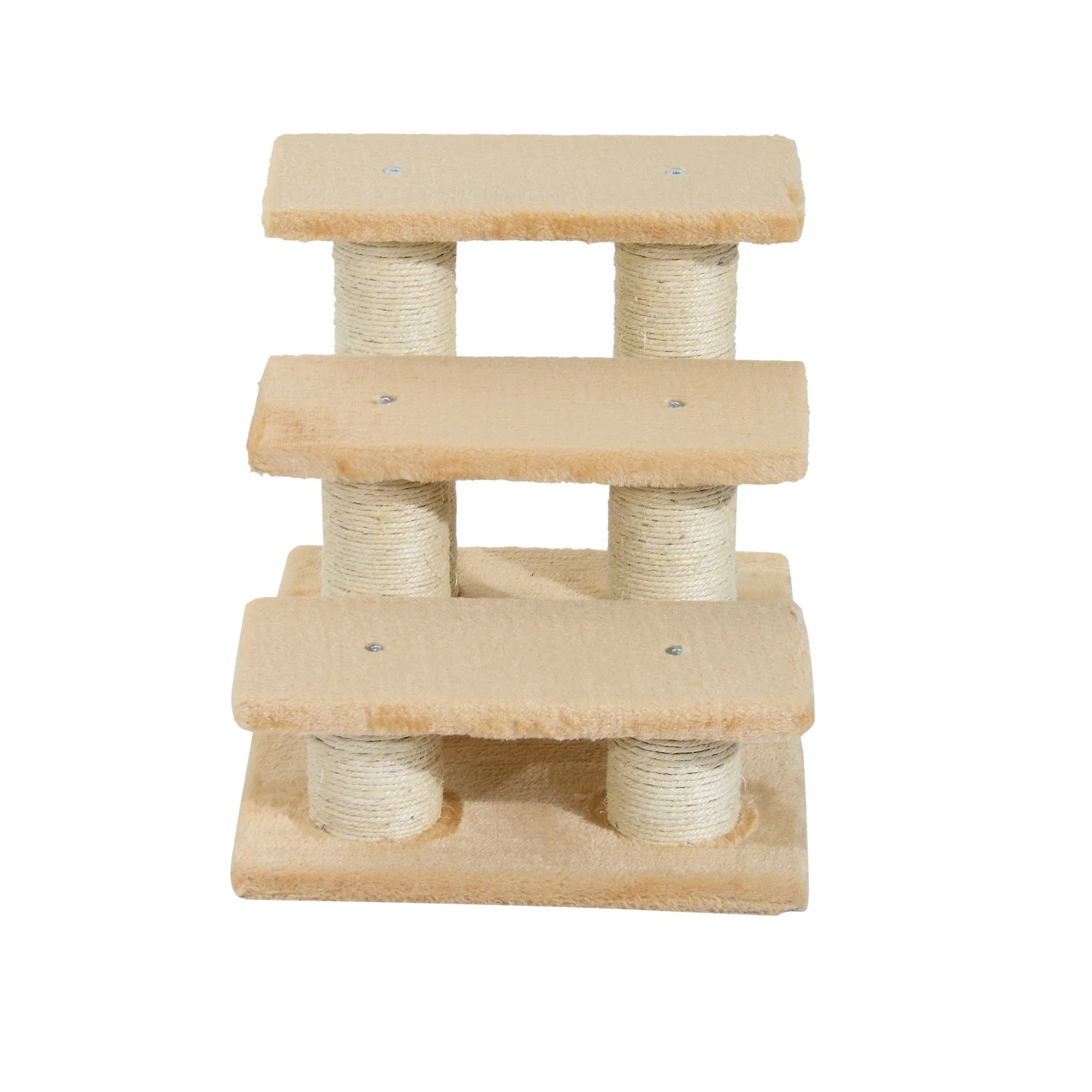 PawHut Cats 3-Tier Particle Board Stair Scratch Tree Beige - Image 6