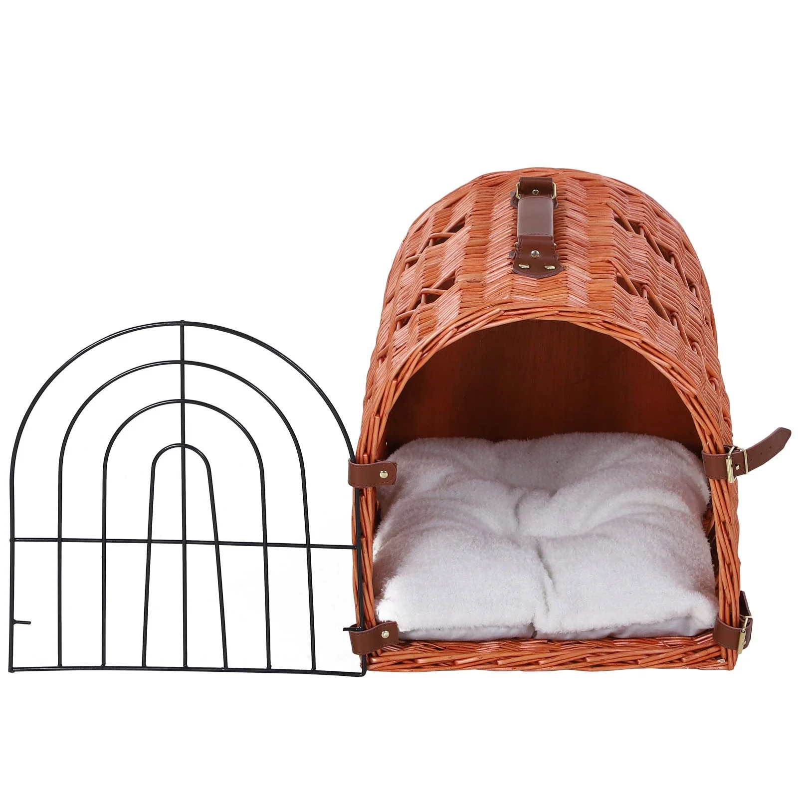PawHut Cats Medium Portable Wicker Pet Travel Carrier Natural Tone - Image 8