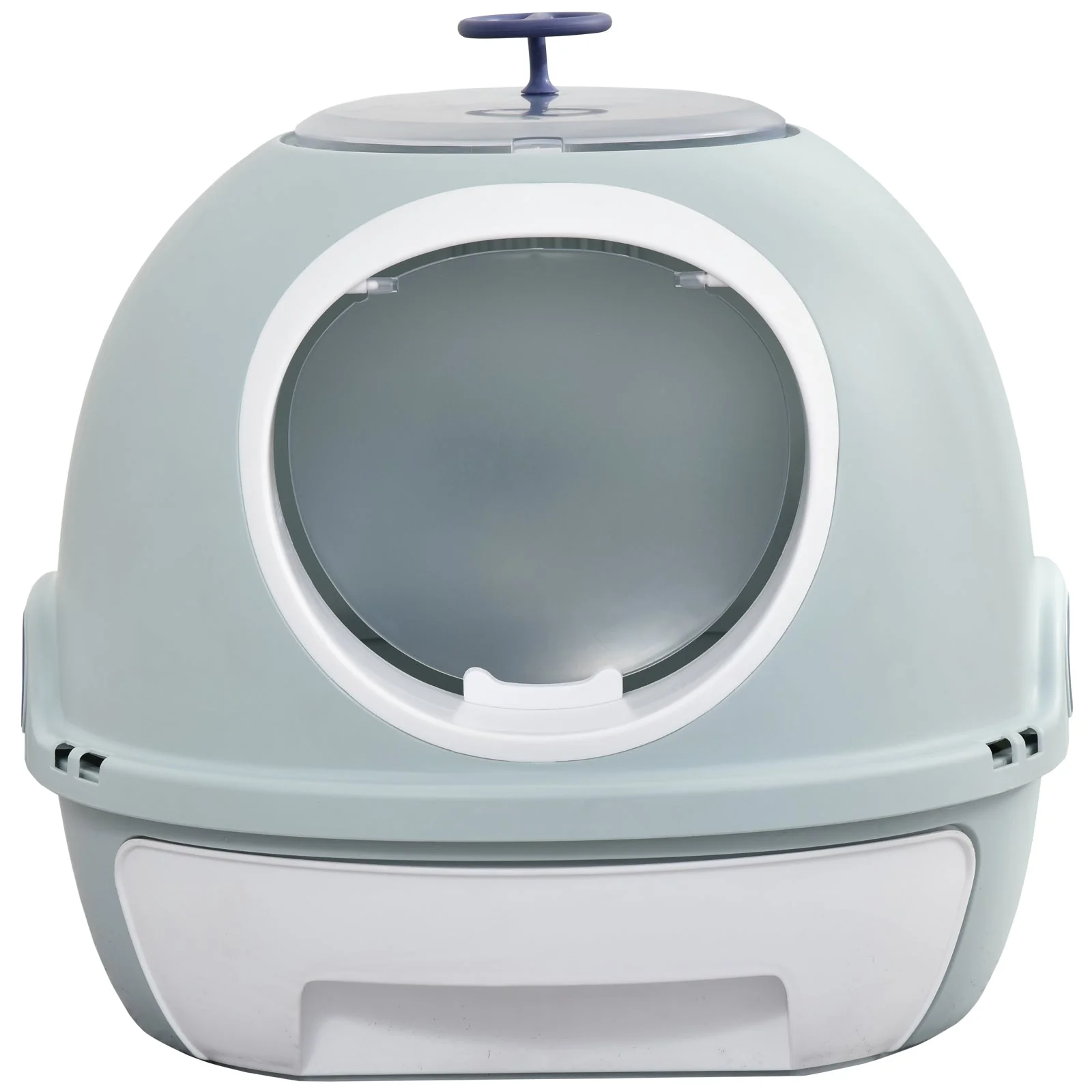 PawHut Cats Rooftop Plastic Easy Clean Litter Box Blue - Image 9