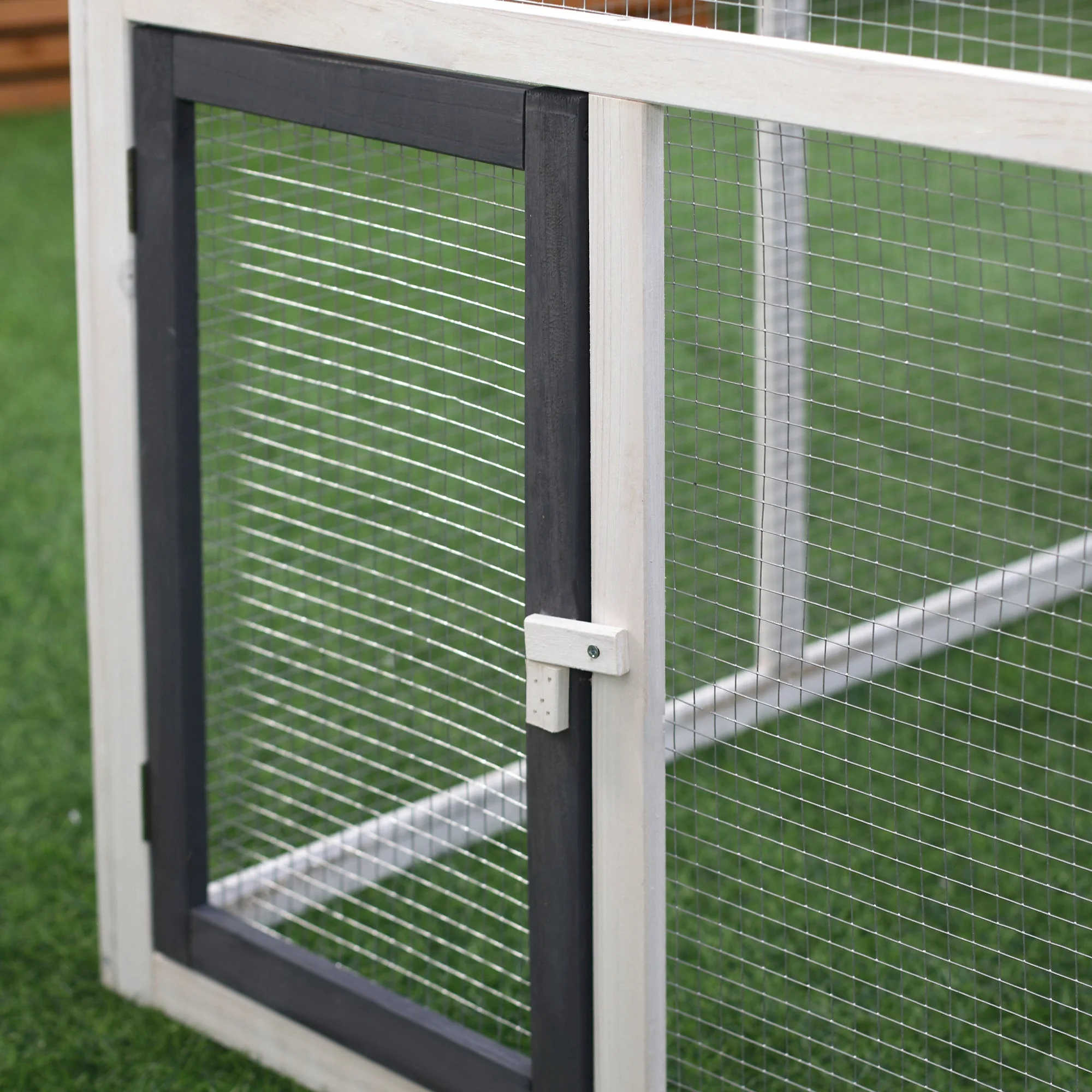 PawHut Chicken Coop with Run Wooden Hen House Pet Poultry Coops Cages Small Animal Outdoor Pen with Nesting Box 166 x 124 x 112cm - Image 9