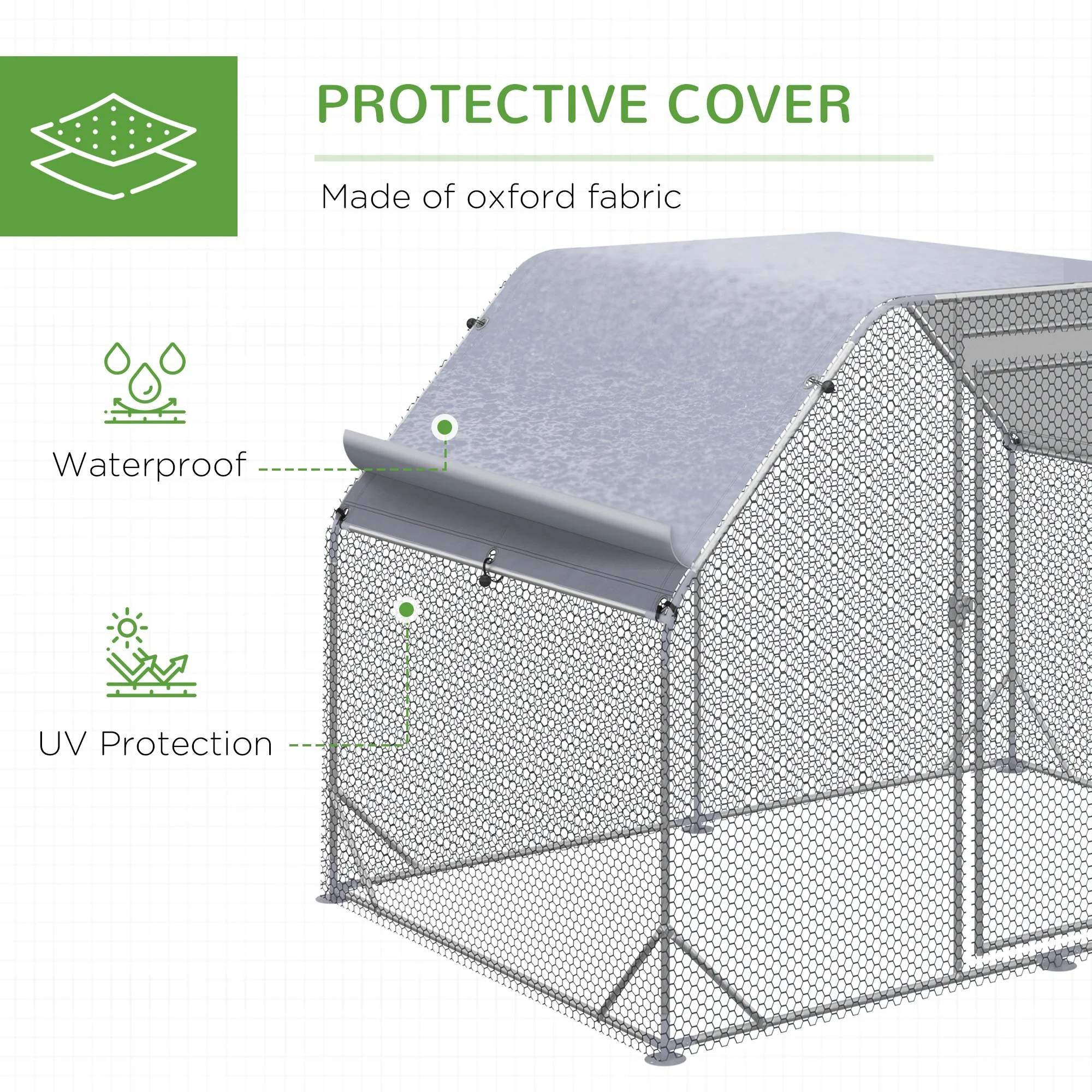 PawHut Chicken Run with Roof - Image 8