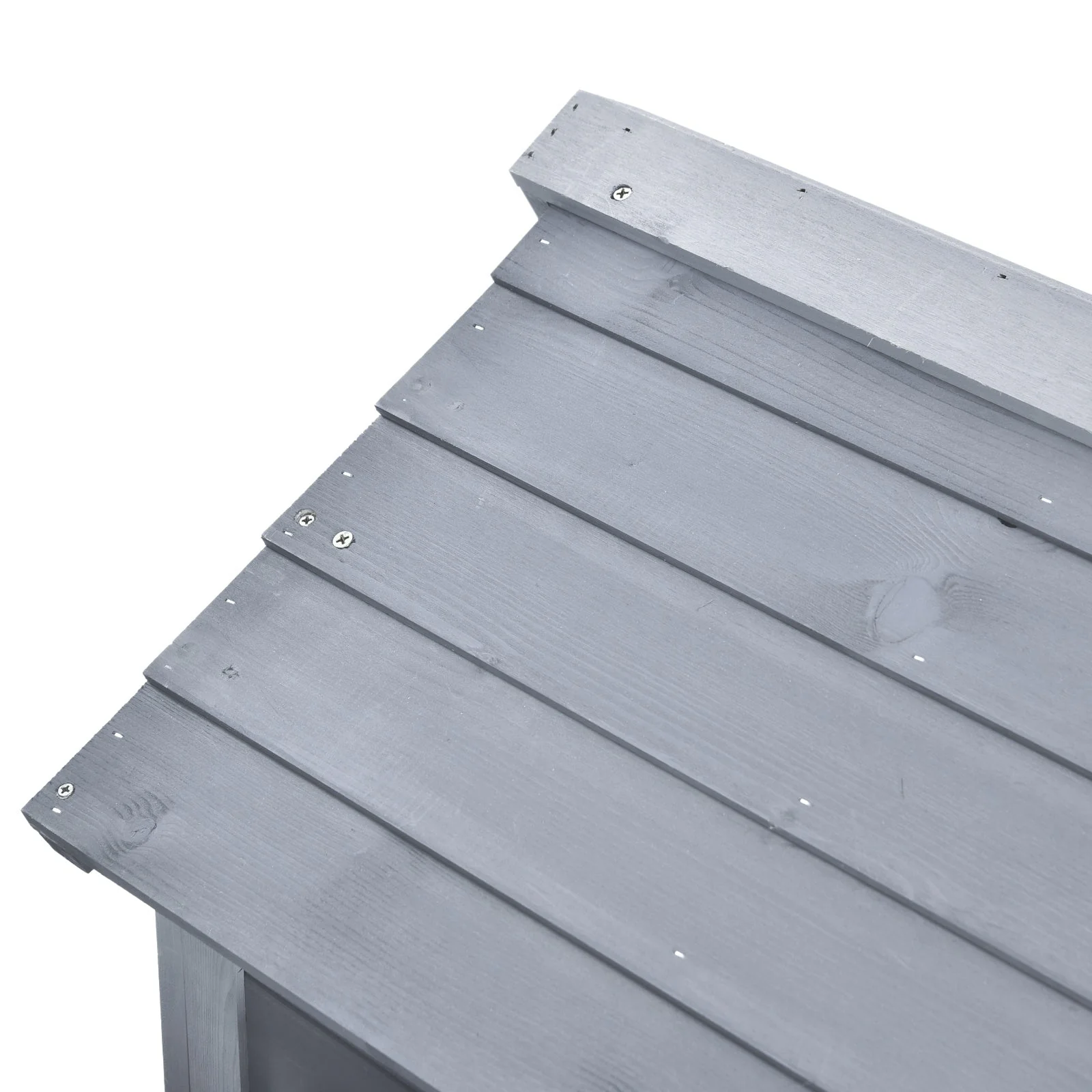PawHut Chicken's 2-Tier Fir Wood Hutch Grey - Image 8