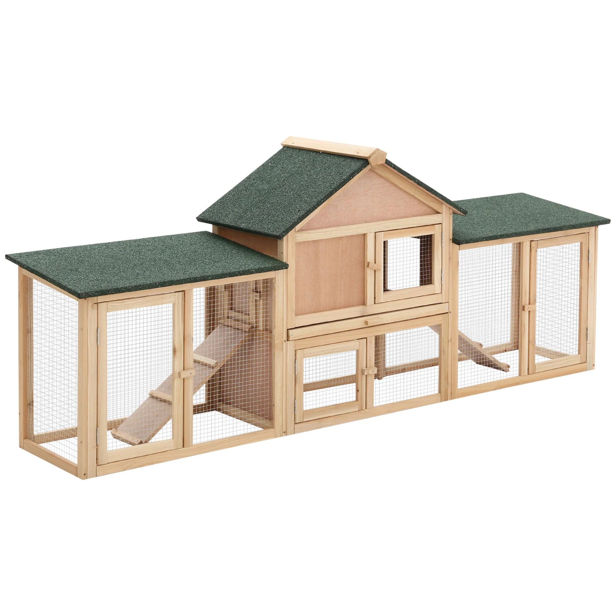 PawHut Deluxe Rabbit Hutch Outdoor - Image 2