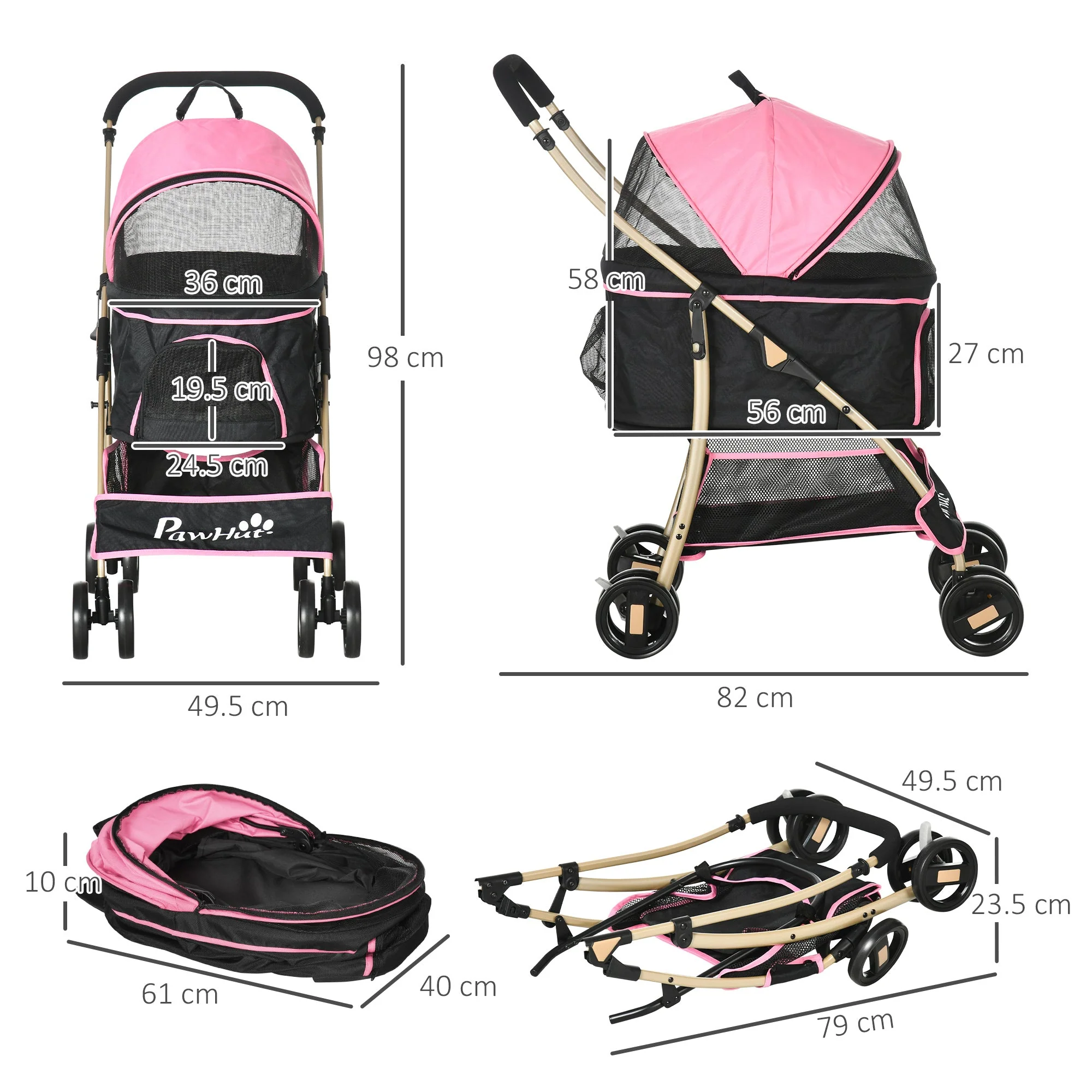 PawHut Detachable Pet Stroller - Image 4
