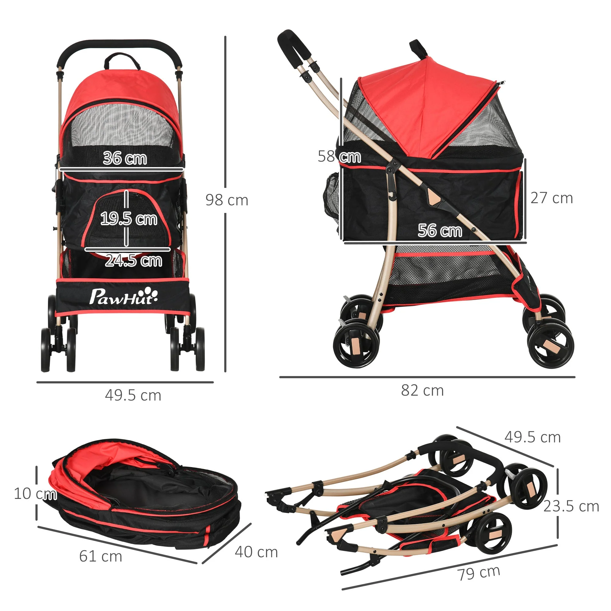 PawHut Detachable Pet Stroller - Image 4