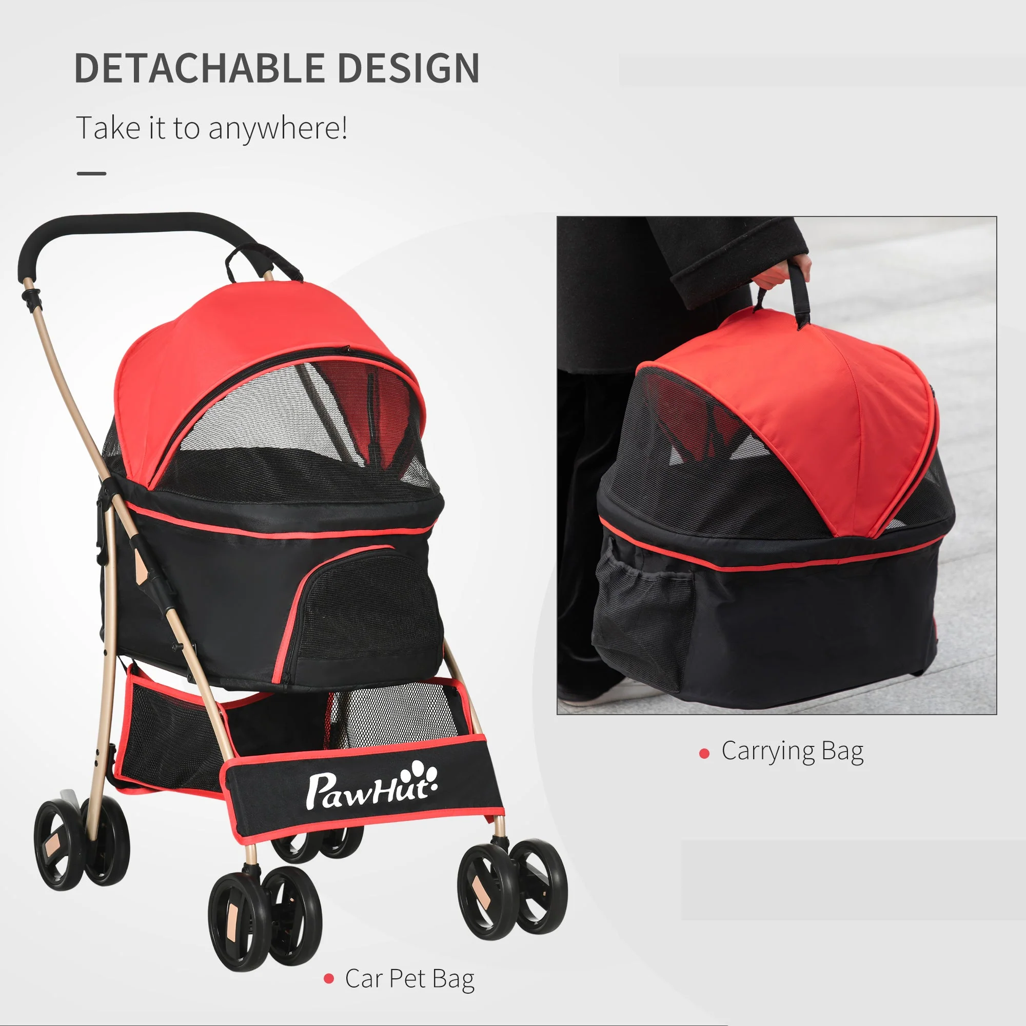 PawHut Detachable Pet Stroller - Image 6