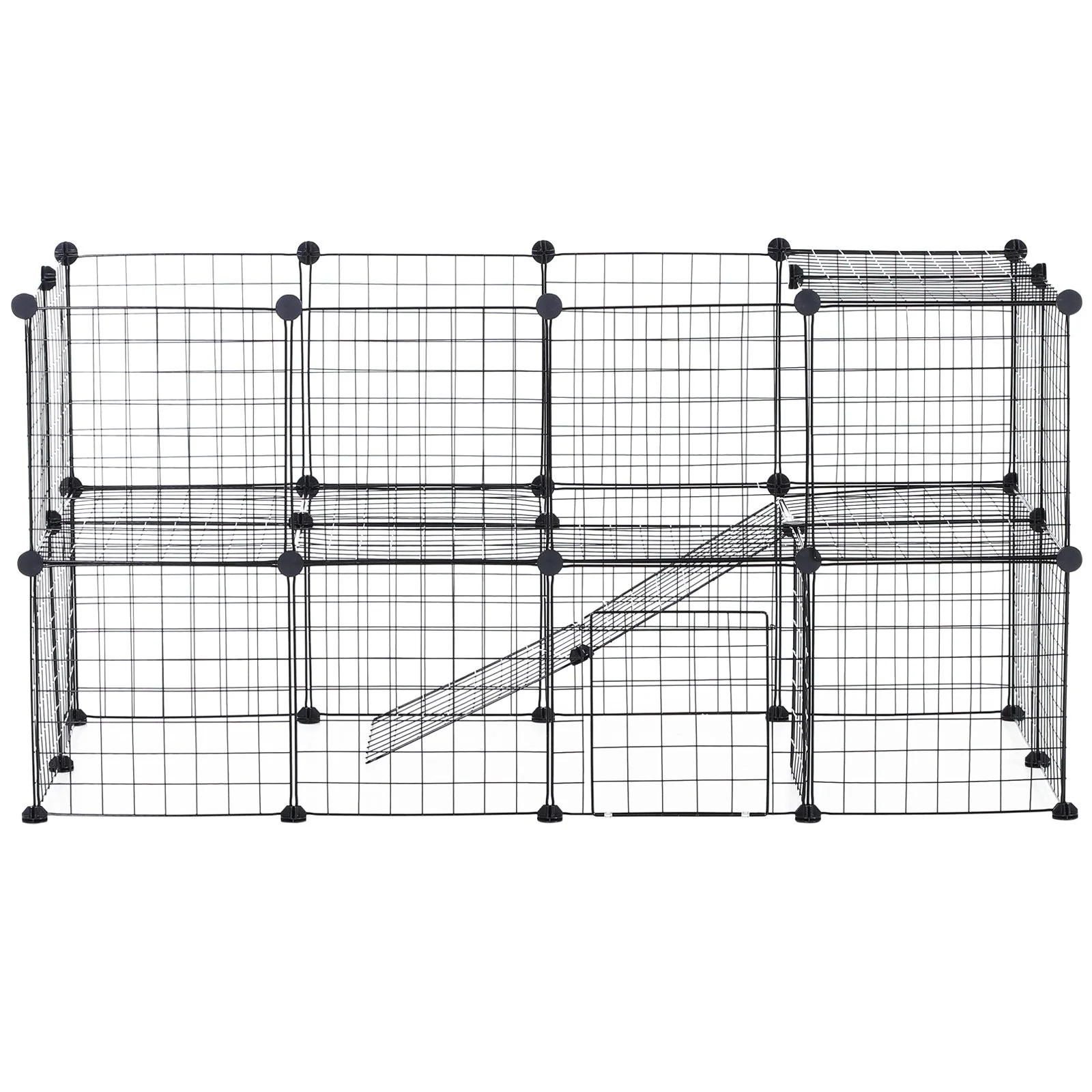 PawHut DIY Pet Playpen Metal Wire Fence Indoor Outdoor Guinea Pig Rabbit Small Animals Cage 36 Panel Enclosure Black - Image 2