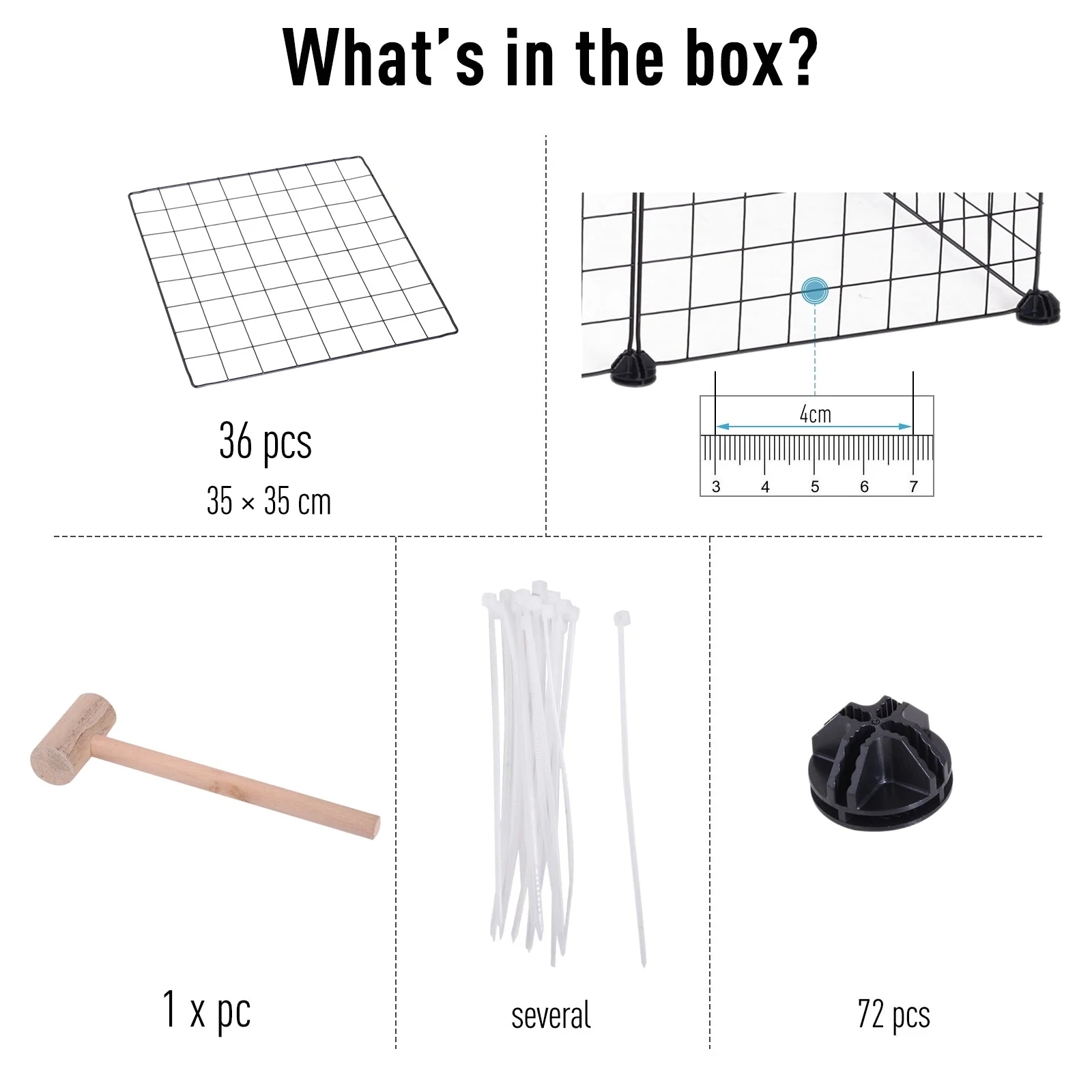 PawHut DIY Pet Playpen Metal Wire Fence Indoor Outdoor Guinea Pig Rabbit Small Animals Cage 36 Panel Enclosure Black - Image 4