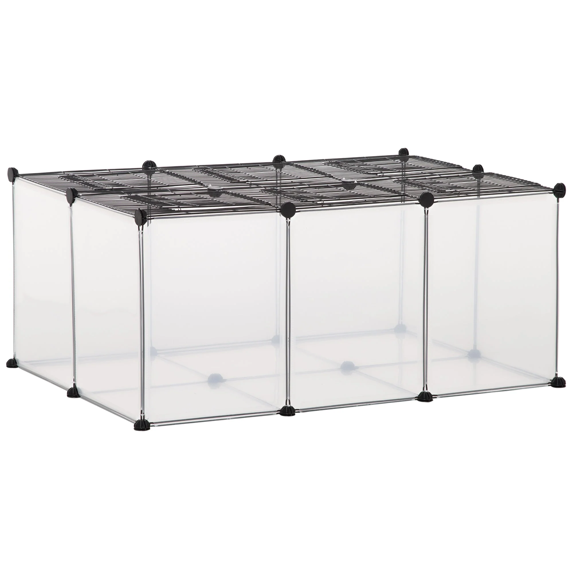 PawHut DIY Pet Playpen with Door Bottom 22 Panels Small Animal Cage for Guinea Pigs - Image 3