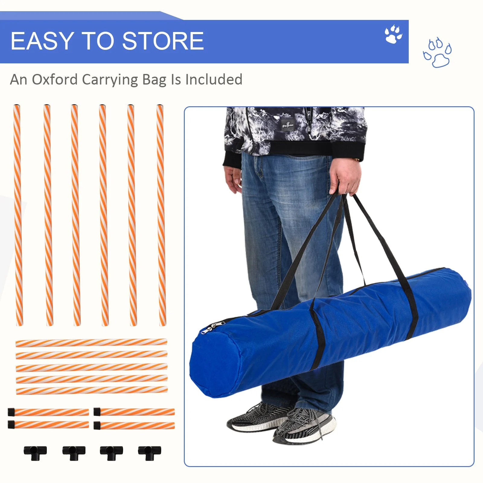 PawHut Dog Agility Weave Poles Training Obstacle Course Set Slalom Equipment with Bag - Image 4
