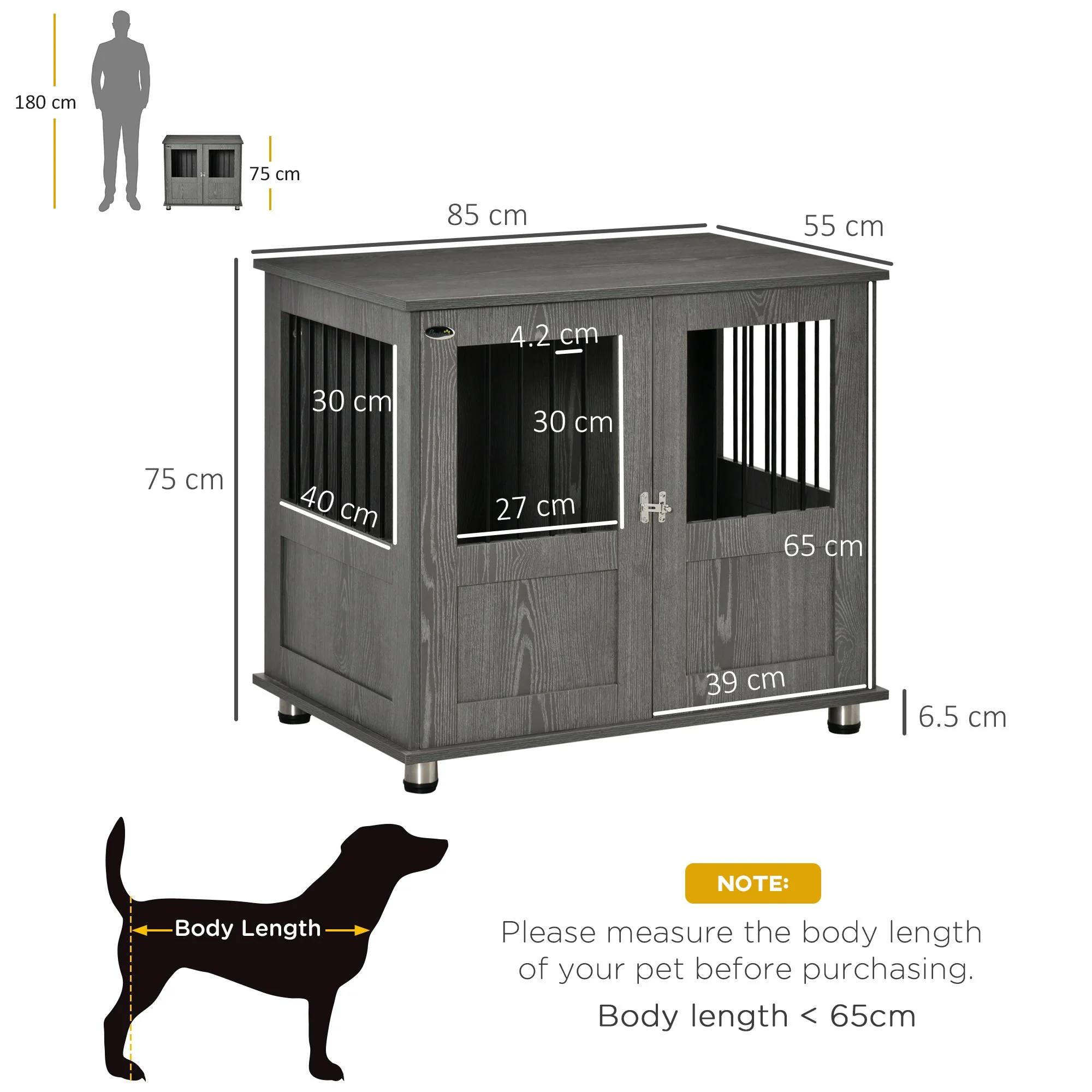 PawHut Dog Crate Furniture End Table - Image 4