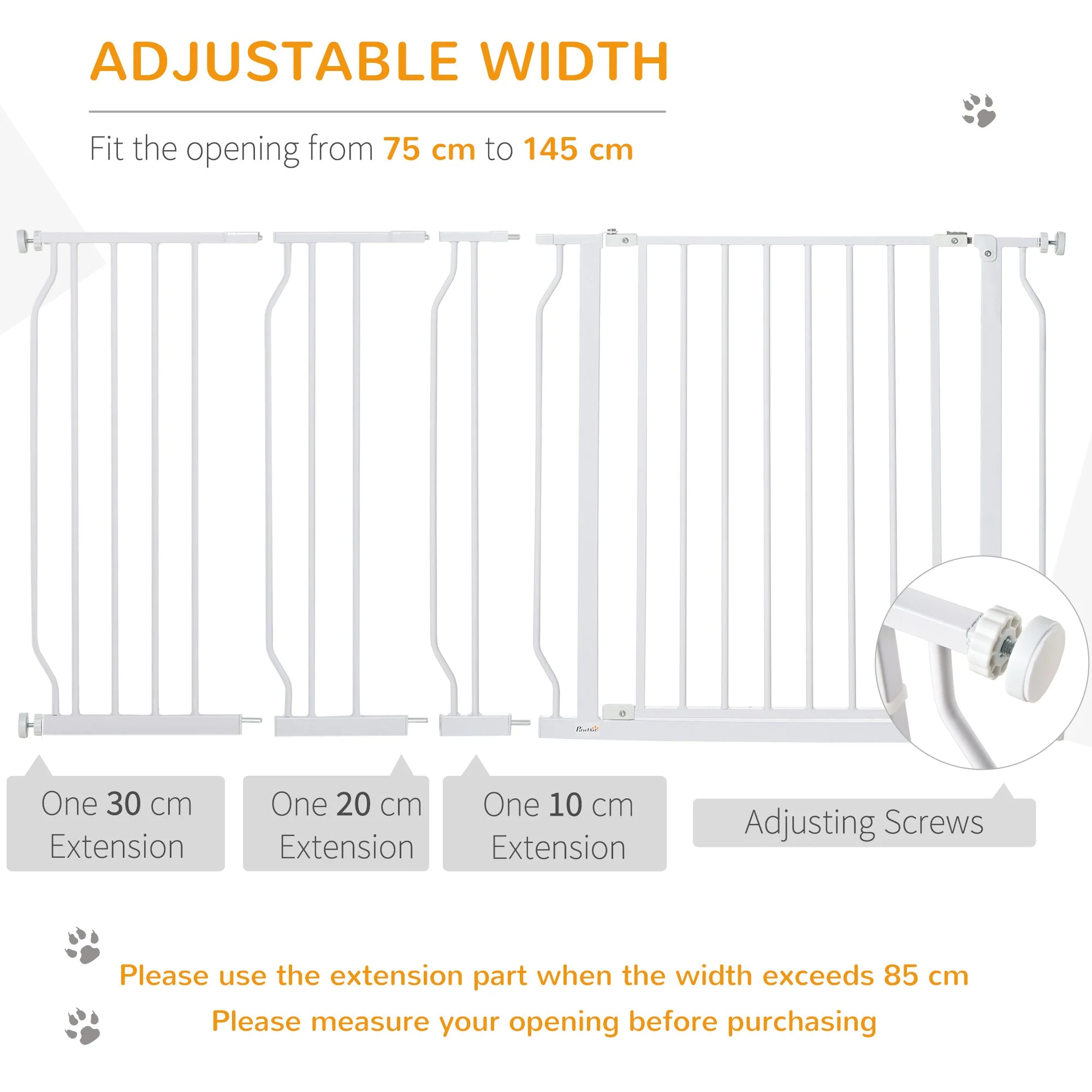 PawHut Dog Gate Extra Wide Stairway Gate for Pet with Door - Image 5