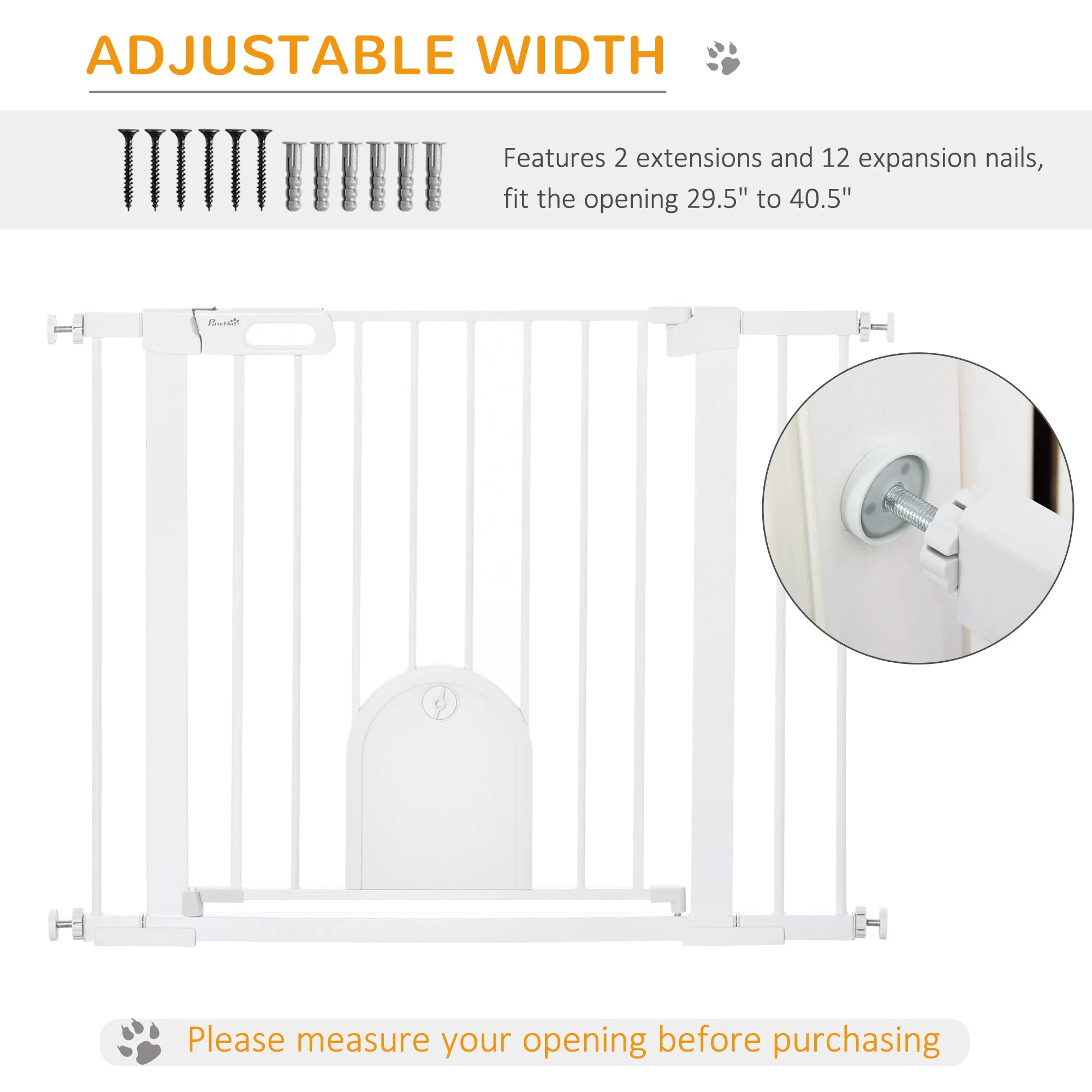 PawHut Dog Gate with Cat Flap Pet Safety Gate Barrier - Image 7