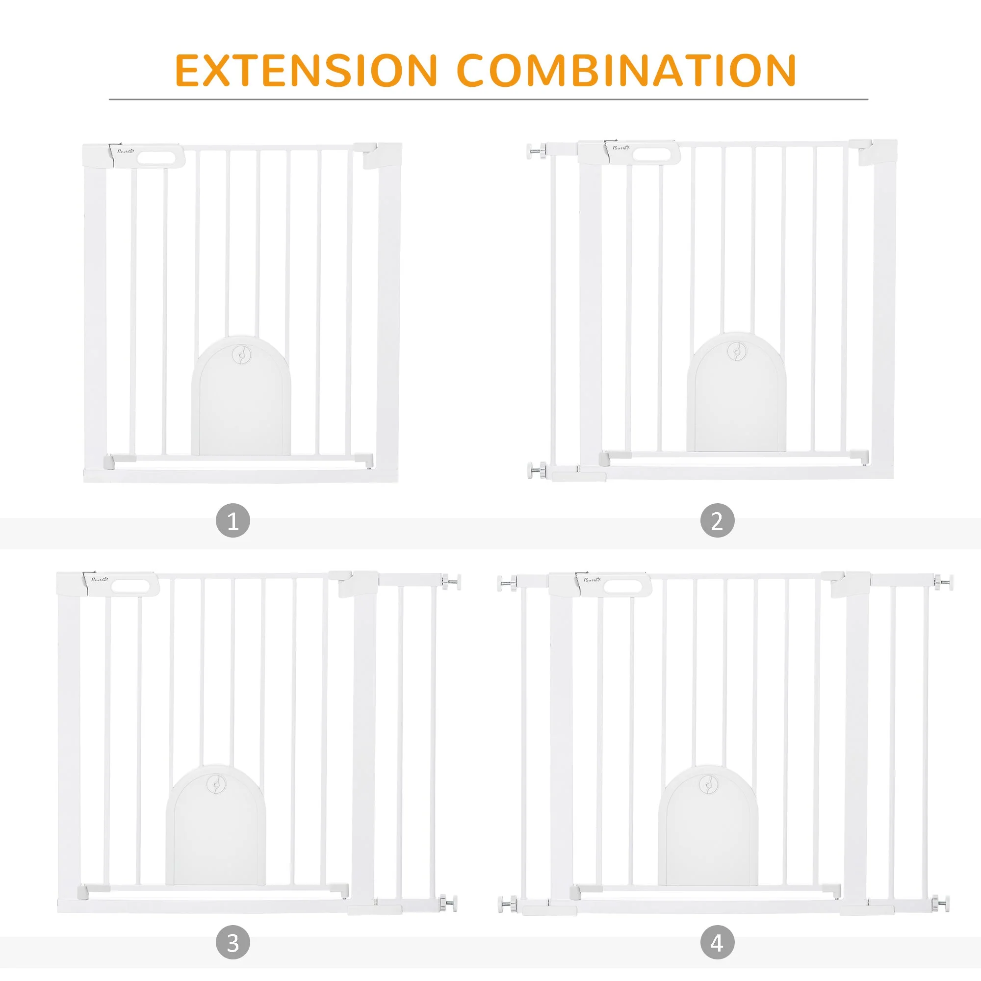 PawHut Dog Gate with Cat Flap Pet Safety Gate Barrier - Image 8