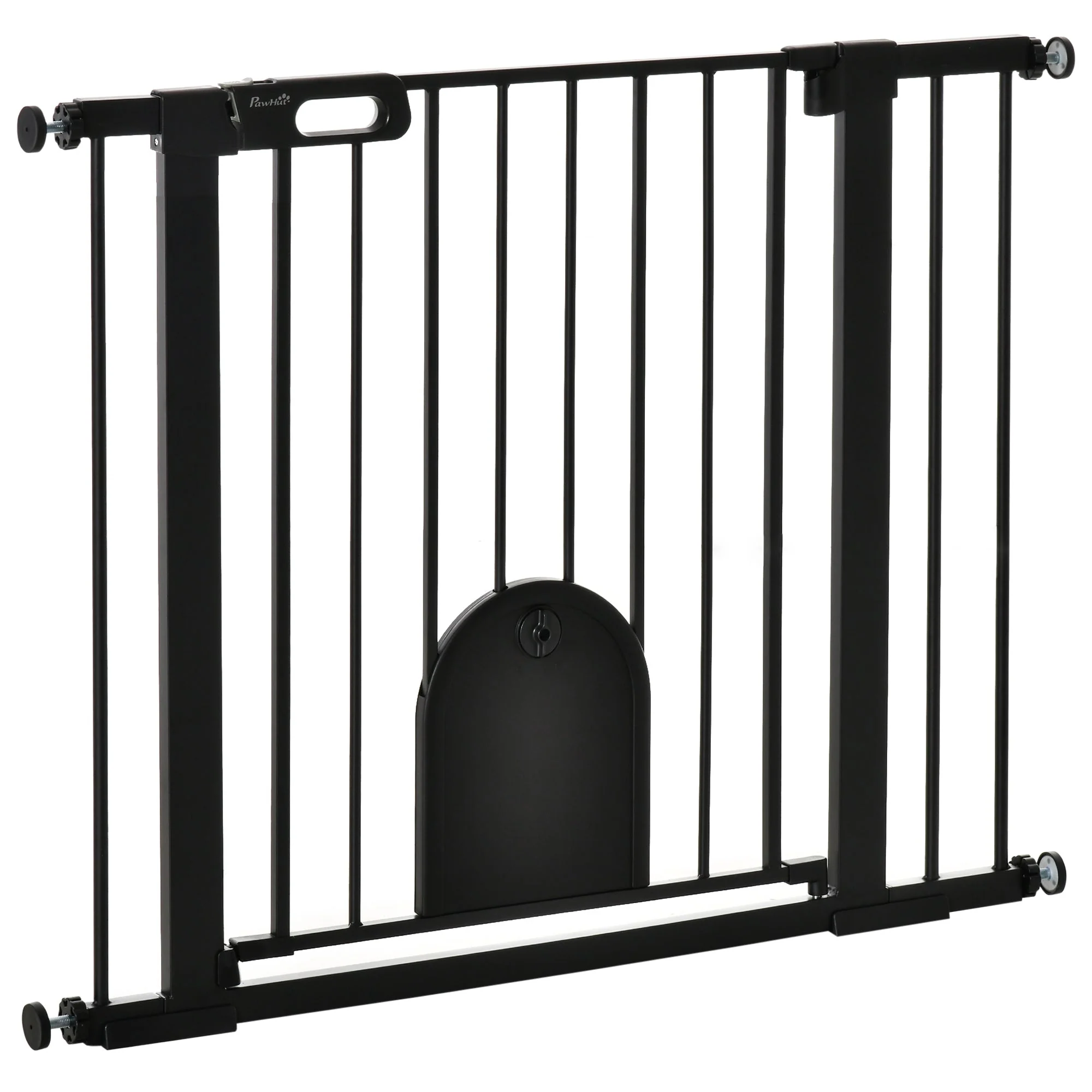 PawHut Dog Gate with Cat Flap Pet Safety Gate Barrier - Image 2