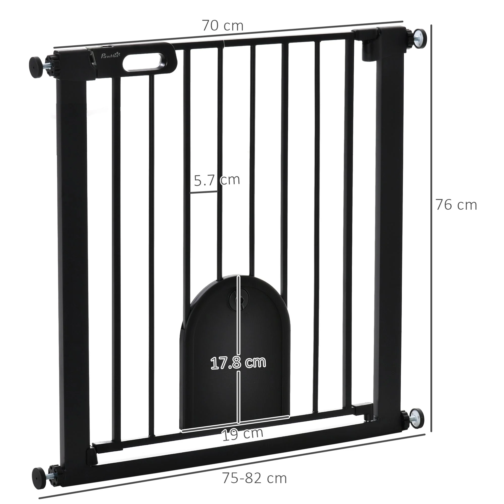 PawHut Dog Gate with Cat Flap Pet Safety Gate Barrier - Image 5