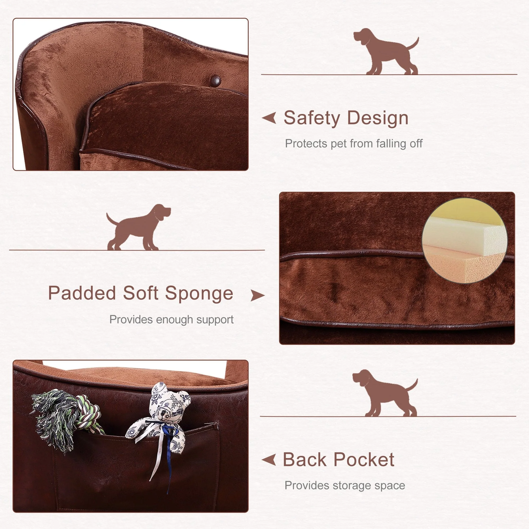PawHut Dog Sofa Bed for XS-Sized Dogs - Image 3