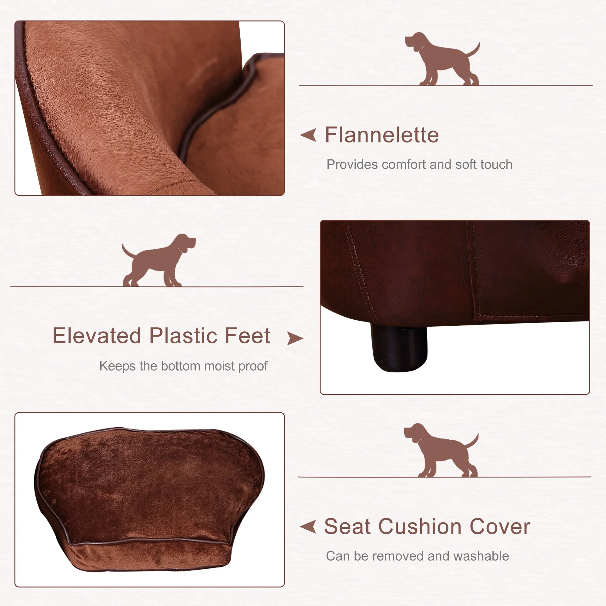 PawHut Dog Sofa Bed for XS-Sized Dogs - Image 7