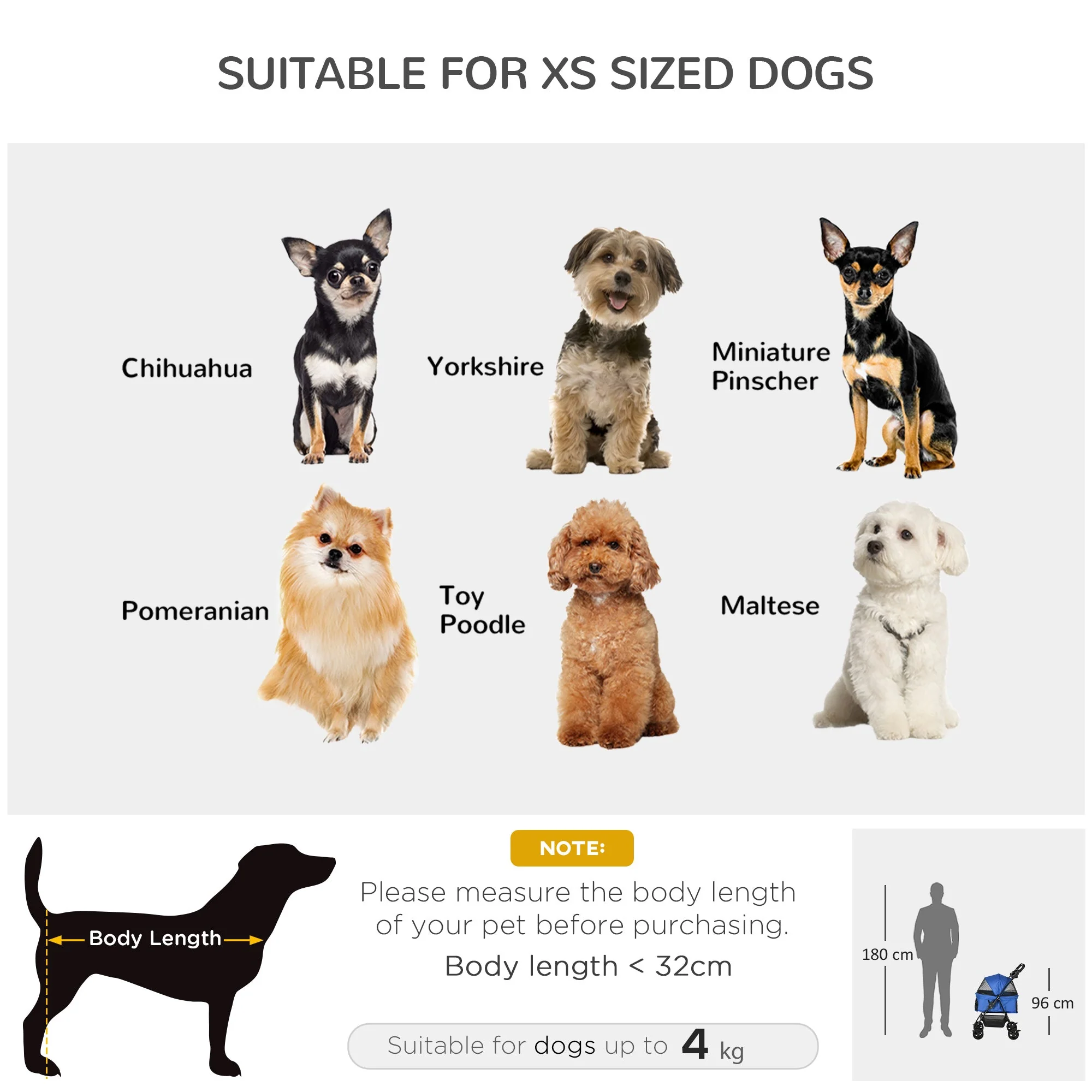 PawHut Dog Stroller Pet Cat Travel Pushchair One-Click Fold Trolley Jogger with EVA Wheels Brake Basket Adjustable Canopy Safety Leash for Small Dogs - Image 8