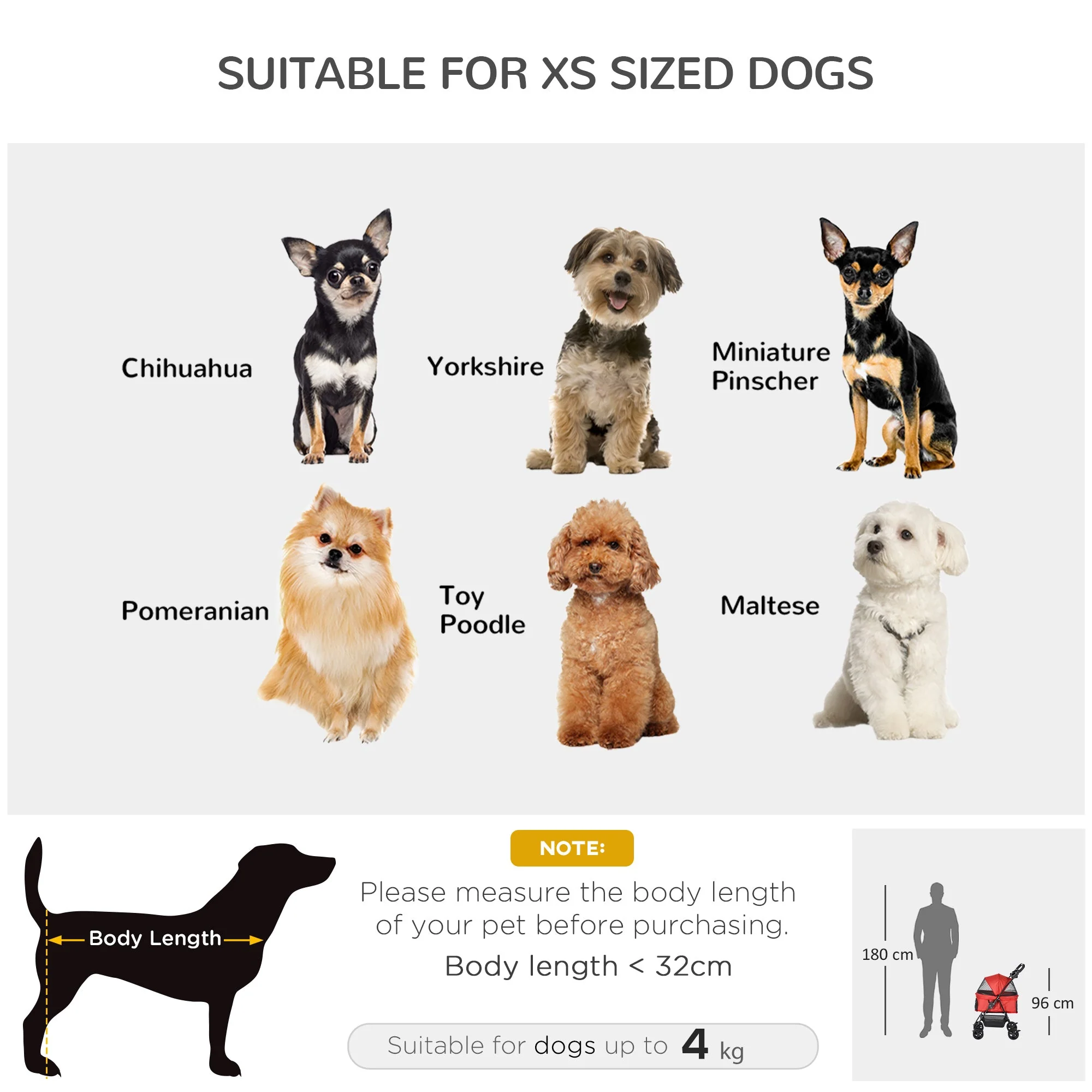 PawHut Dog Stroller Pet Cat Travel Pushchair One-Click Fold Trolley Jogger with EVA Wheels Brake Basket Adjustable Canopy Safety Leash for Small Dogs - Image 8