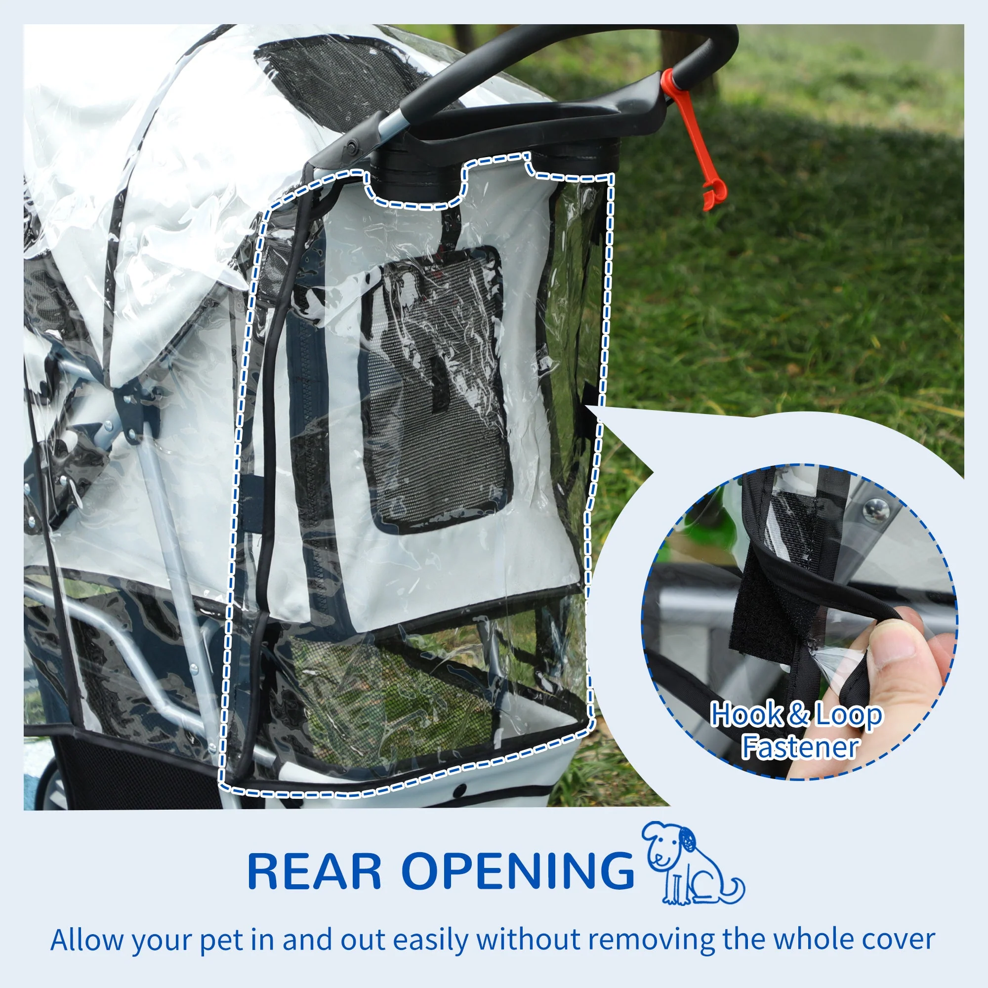 PawHut Dog Stroller Rain Cover - Image 3