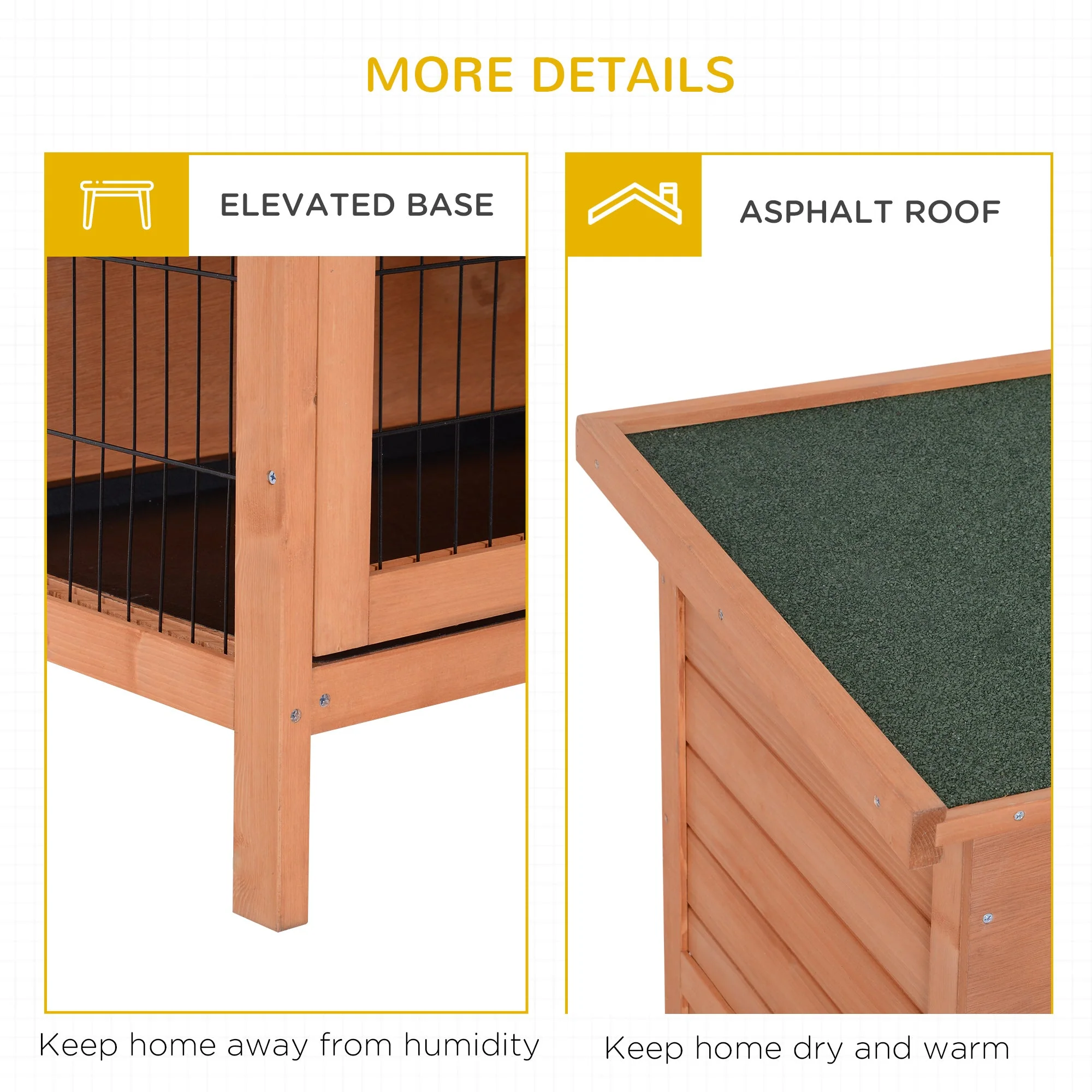 PawHut Double Decker Rabbit Hutch 4FT Guinea Pig Cage with No Leak Trays for Outdoor - Image 7