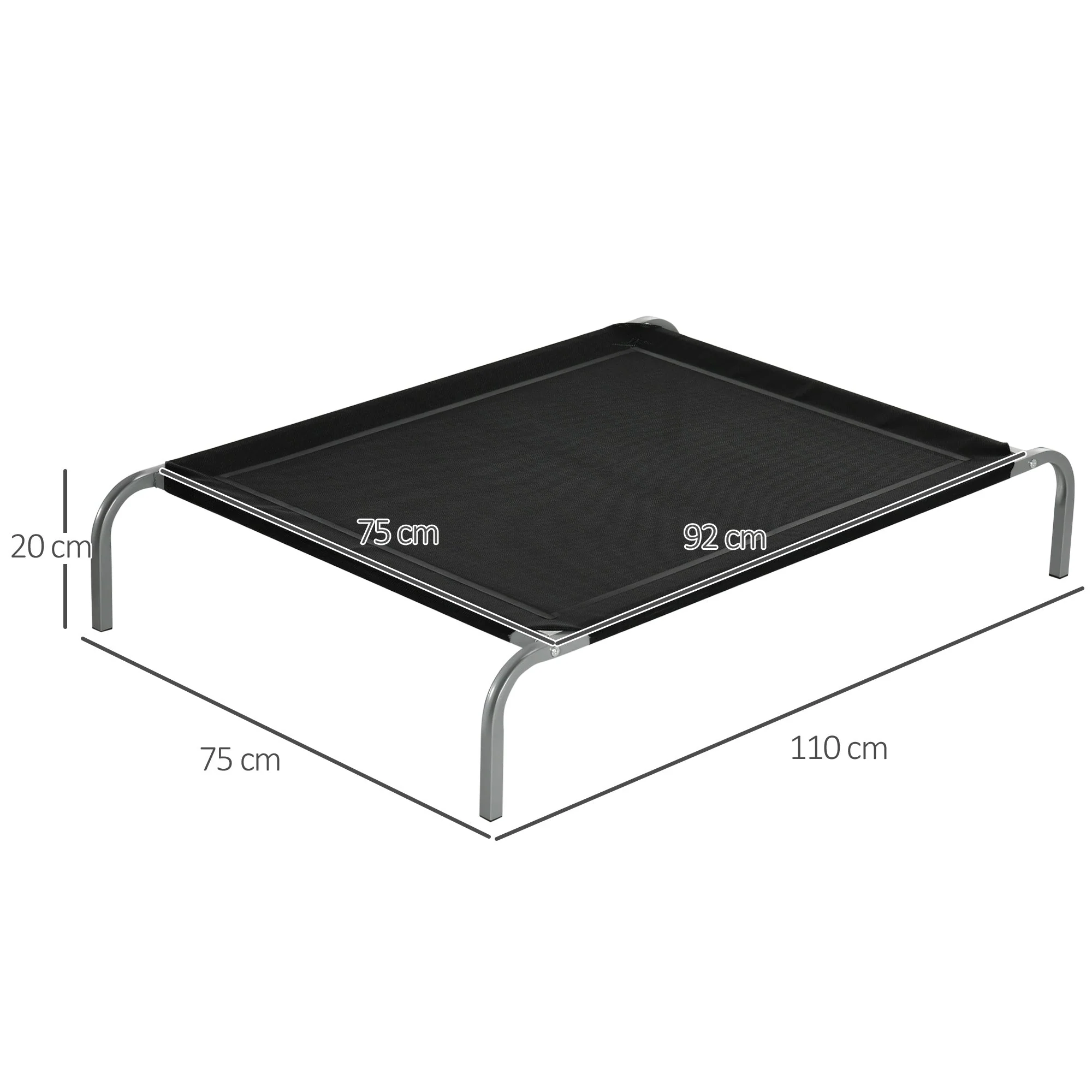 Pawhut Elevated Pet Bed Cooling Raised Cot Style Bed For Large Medium Sized Dogs With Non-Slip Pads Steel Frame Breathable Mesh Fabric - Image 2