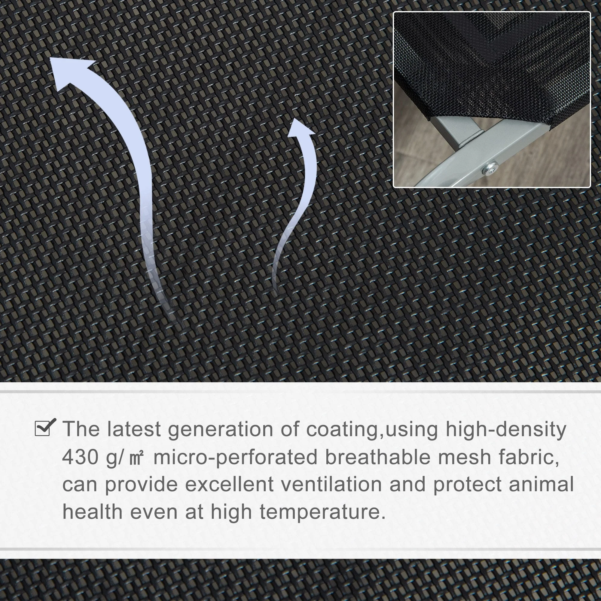 PawHut Elevated Pet Bed Cooling Raised Cot-Style Bed for Large Sized Dogs with Non-slip Pads Steel Frame Breathable Mesh Fabric - Image 5
