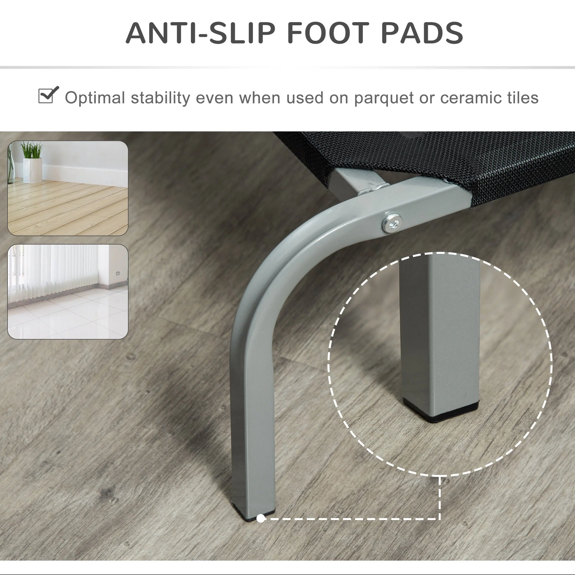 PawHut Elevated Pet Bed Cooling Raised Cot-Style Bed for Large Sized Dogs with Non-slip Pads Steel Frame Breathable Mesh Fabric - Image 6